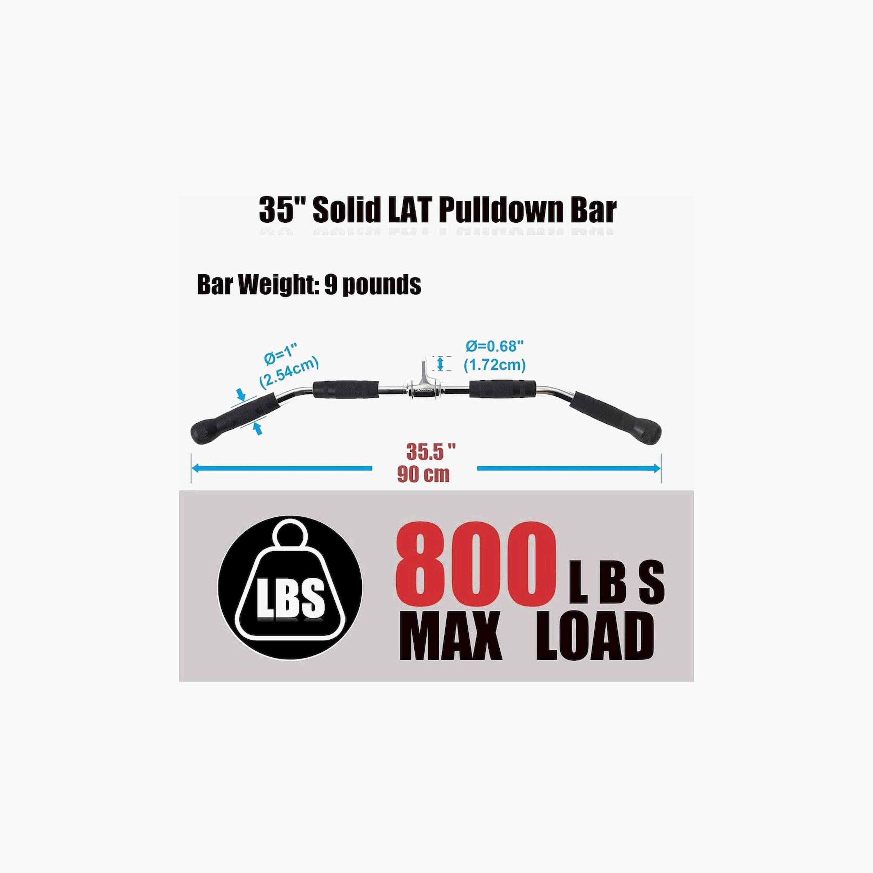 X MAXSTRENGTH - 35.5" Revolving Lat Pulldown Bar - Silver-sports-gear-gym-image-2