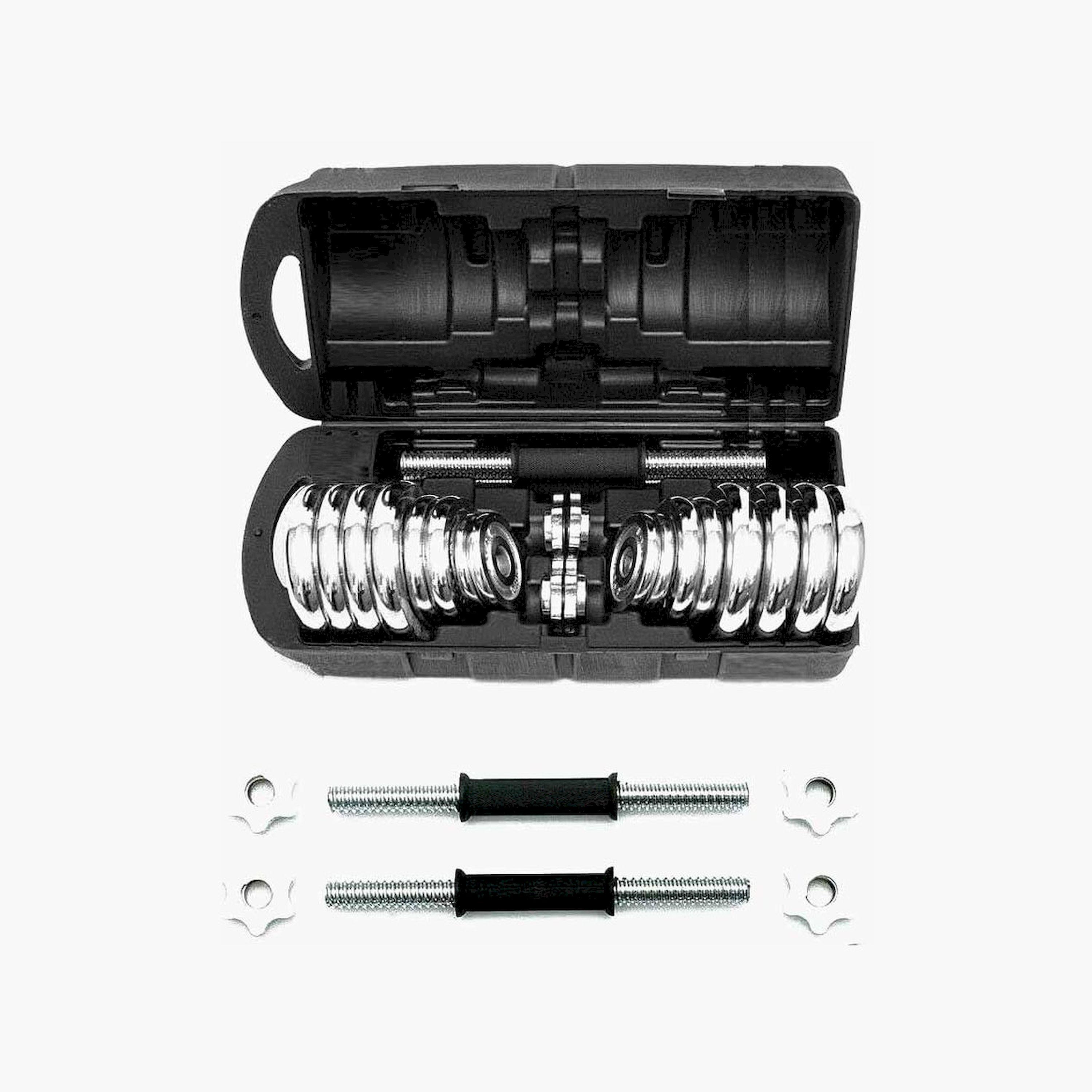 X MAXSTRENGTH - Chrome Dumbbell Set 15kg - Chrome/Black-sports-gear-gym-image-2