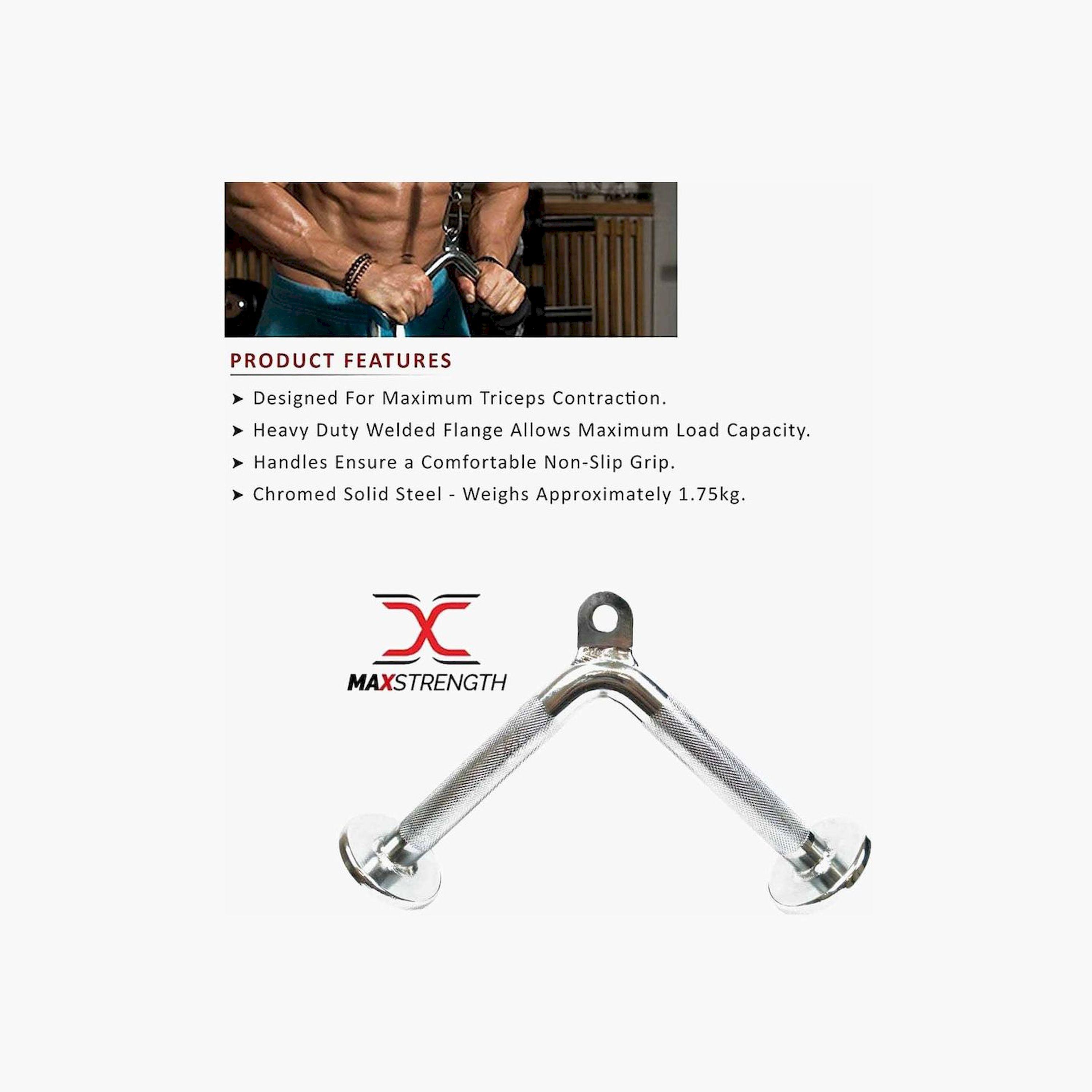 X MAXSTRENGTH - Pro Grip Revolving V-Shaped Lat Bar Attachment - Silver-sports-gear-gym-image-2