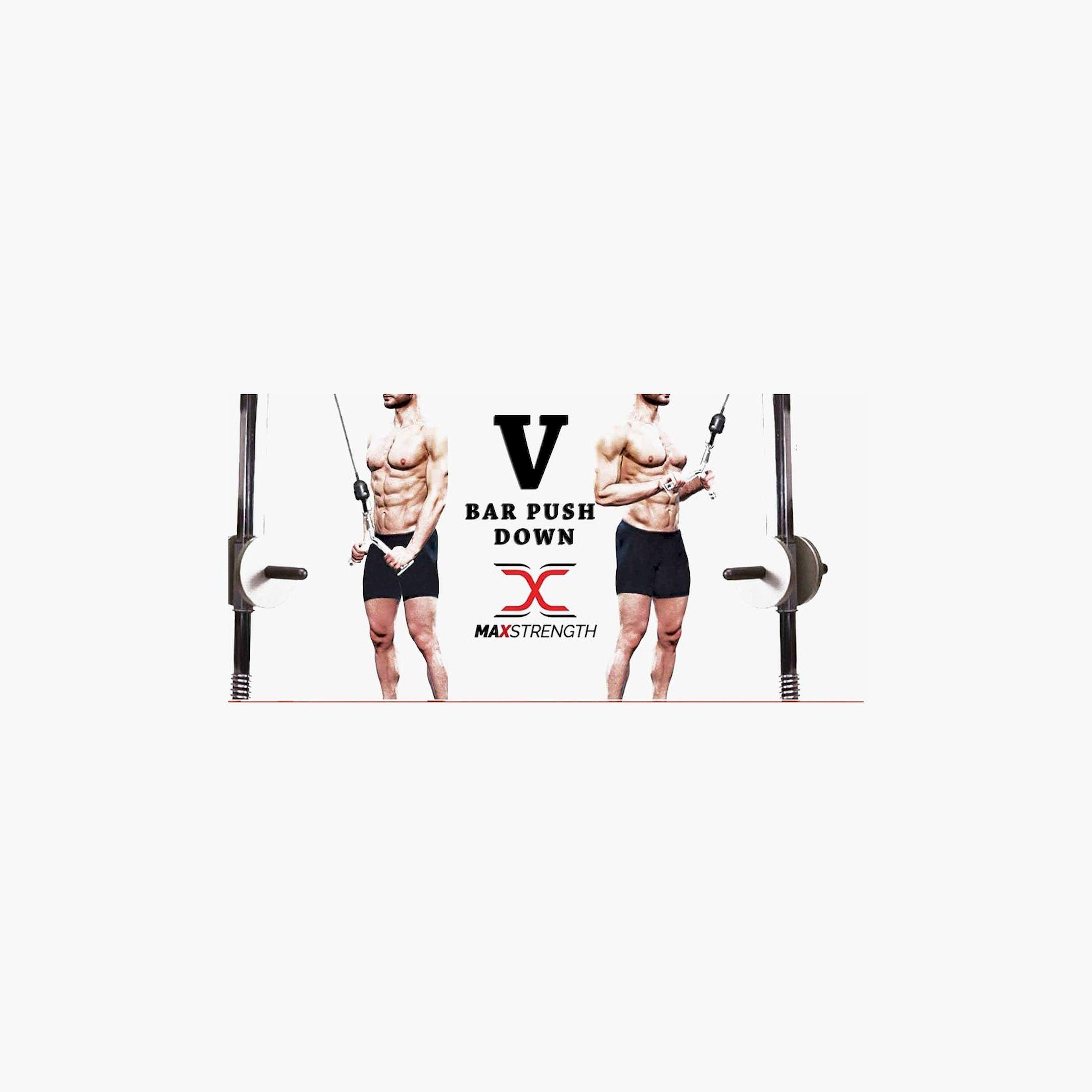 X MAXSTRENGTH - Pro Grip Revolving V-Shaped Lat Bar Attachment - Silver-sports-gear-gym-image-3