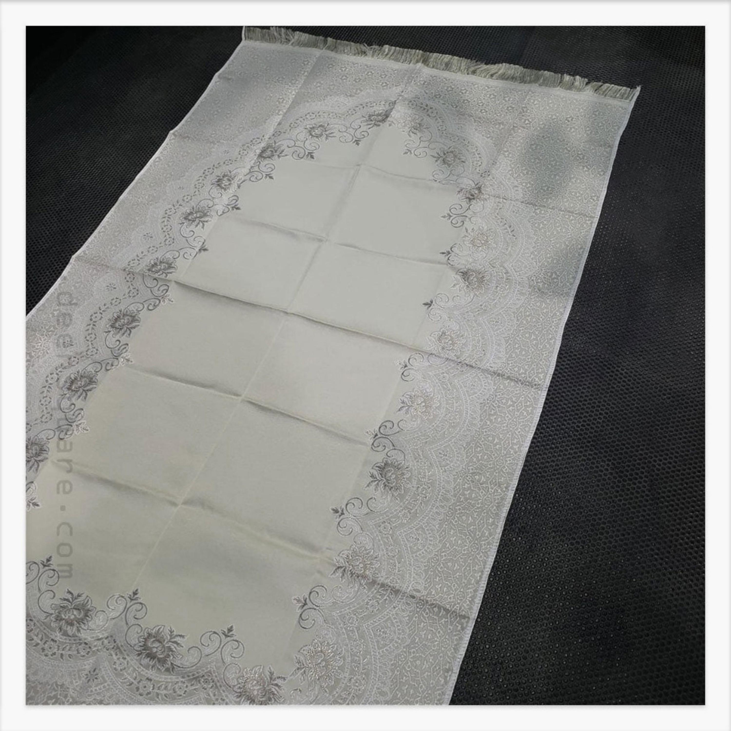 Deen Square Floral Detail Prayer Mat with Pouch-household-rugsandcarpets-prayermats-image-1