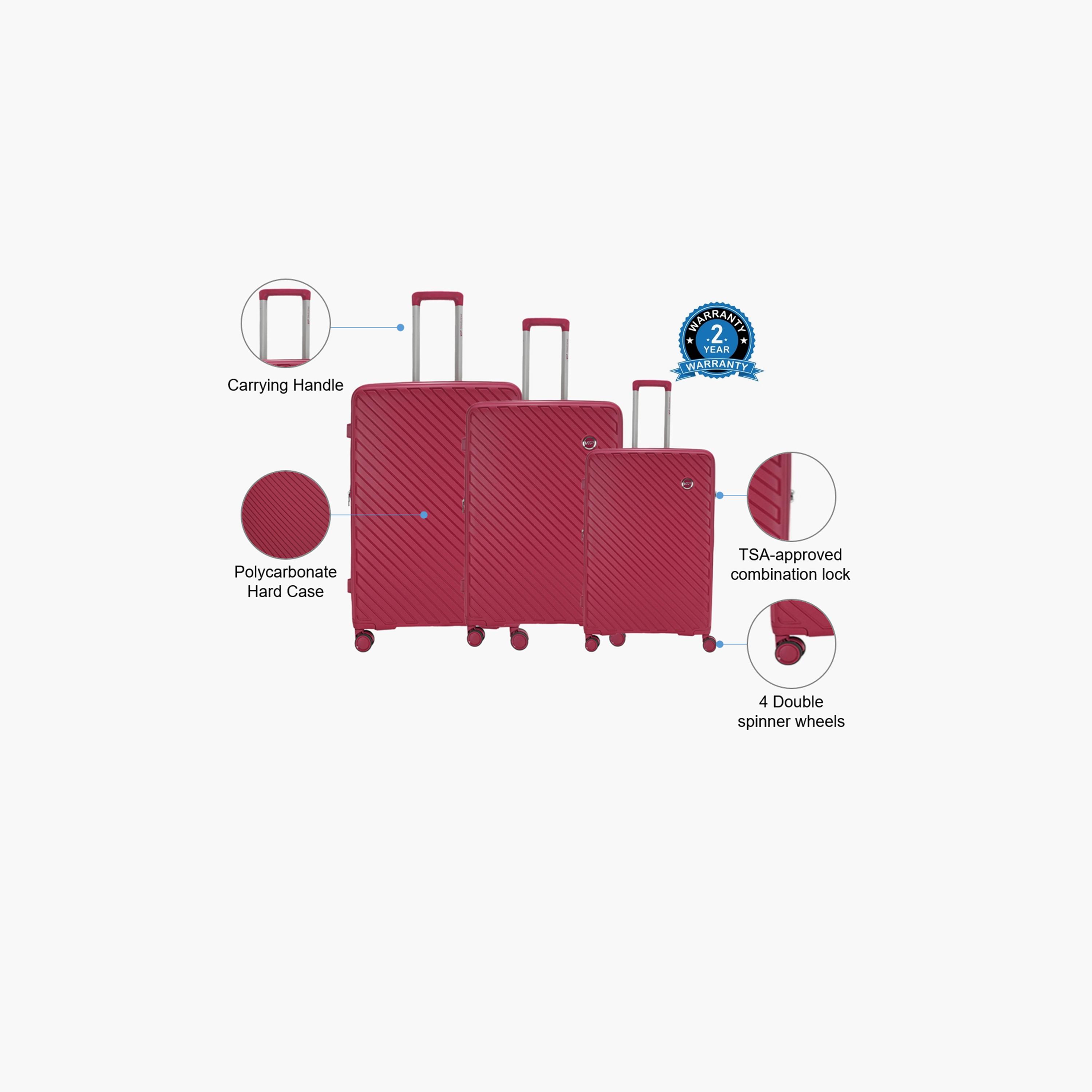 VIP Haze Plus Set Of 3 Polycarbonate with ABS Hard Sided 4-Wheeler Spinner Trolley Bag with TSA Lock-travel-luggagesandbags-luggage-image-2