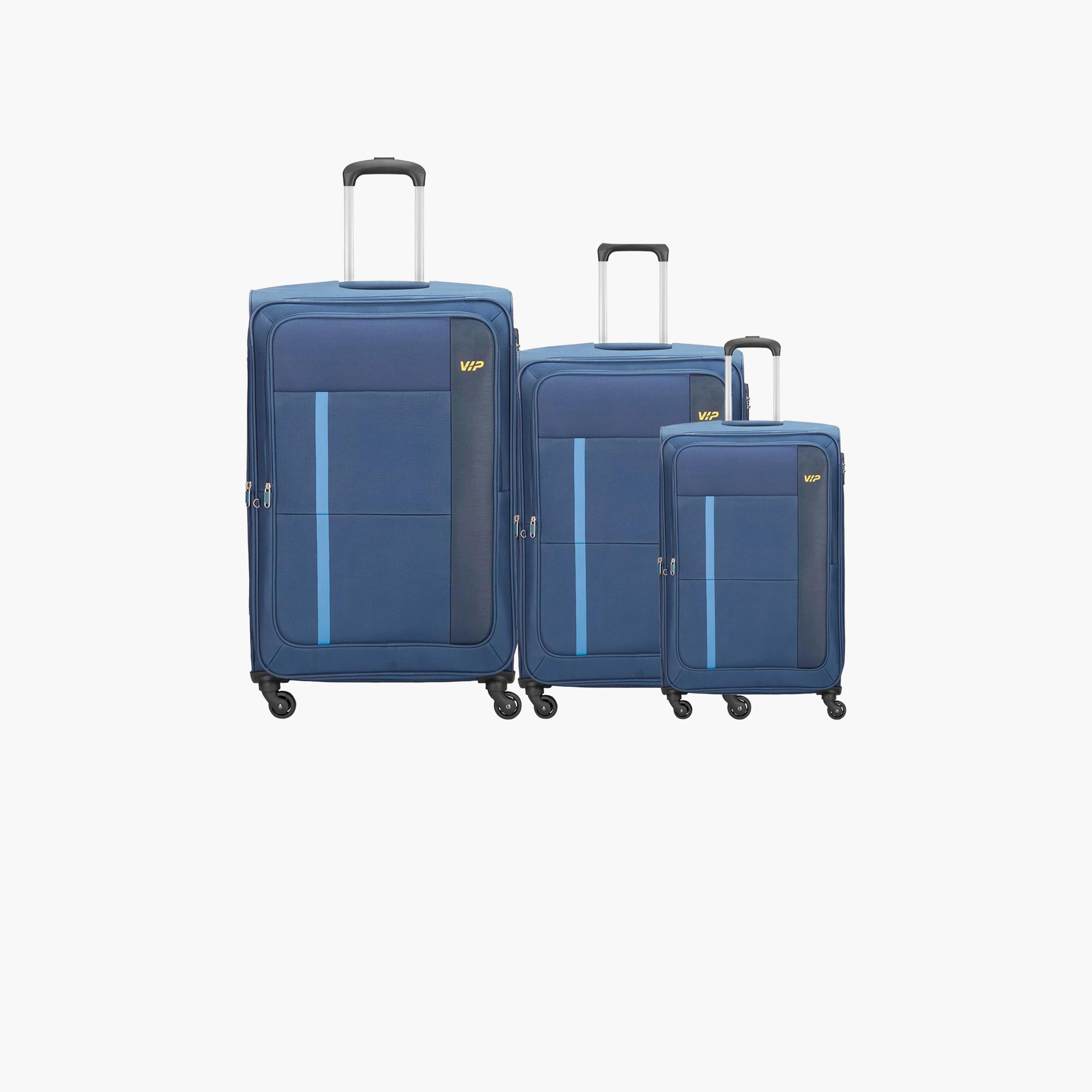 VIP Toronto Plus Set Of 3 Polycarbonate with ABS Soft Sided 4-Wheeler Spinner Trolley Bag with TSA Lock-travel-luggagesandbags-luggage-image-1