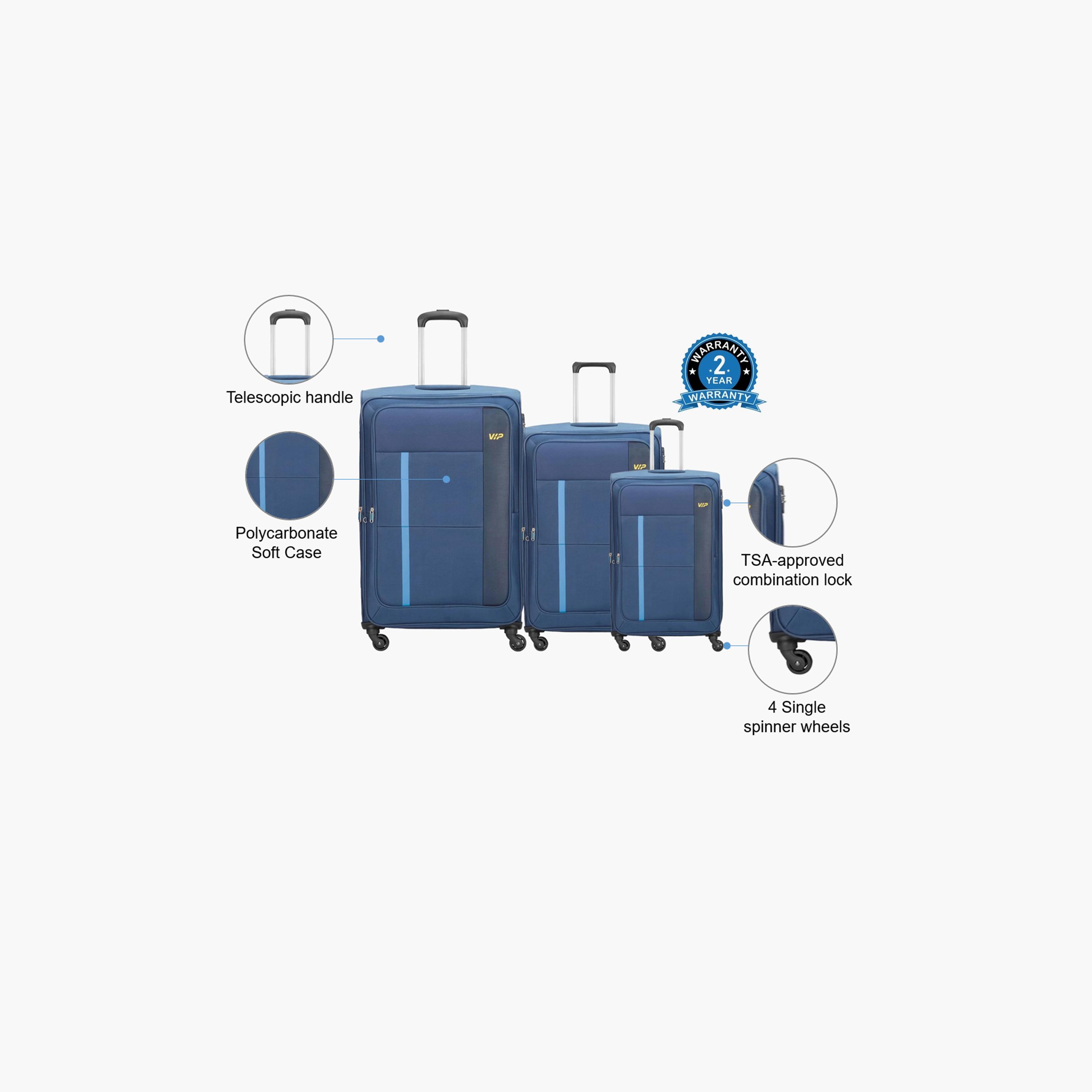 VIP Toronto Plus Set Of 3 Polycarbonate with ABS Soft Sided 4-Wheeler Spinner Trolley Bag with TSA Lock-travel-luggagesandbags-luggage-image-2