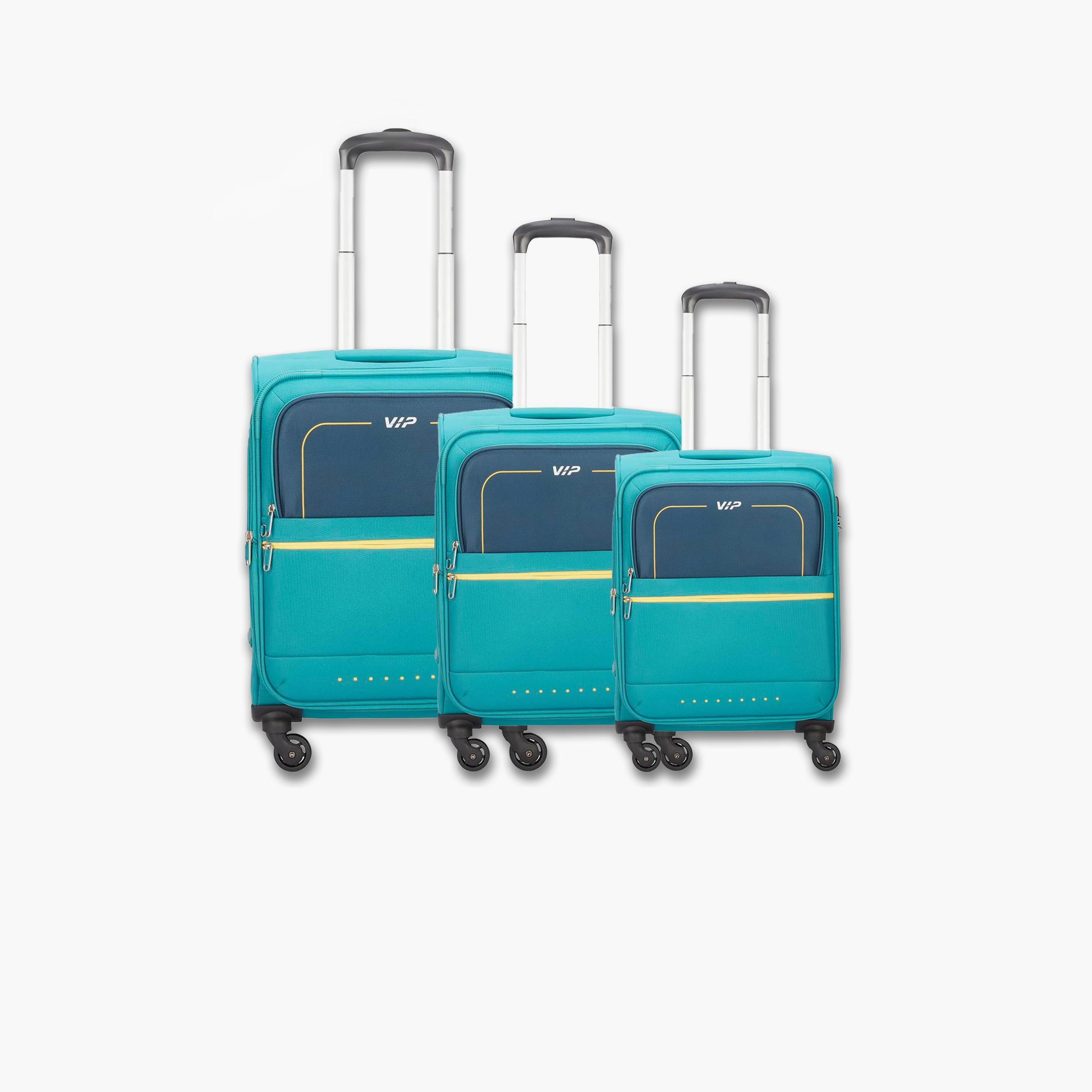 VIP Evolve Plus Set Of 3 Polycarbonate with ABS Soft Sided 4-Wheeler Spinner Trolley Bag with TSA Lock-travel-luggagesandbags-luggage-image-1