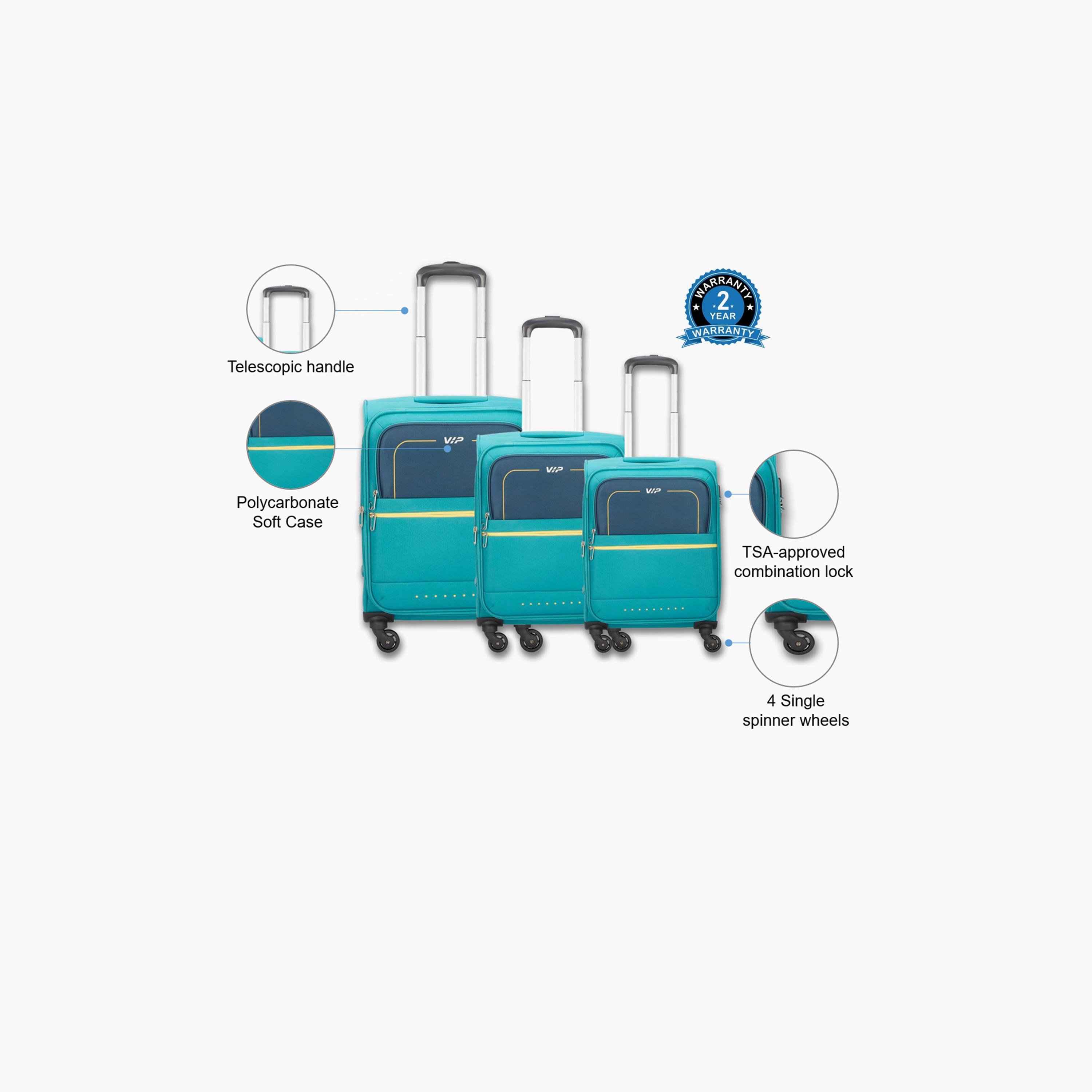 VIP Evolve Plus Set Of 3 Polycarbonate with ABS Soft Sided 4-Wheeler Spinner Trolley Bag with TSA Lock-travel-luggagesandbags-luggage-image-2