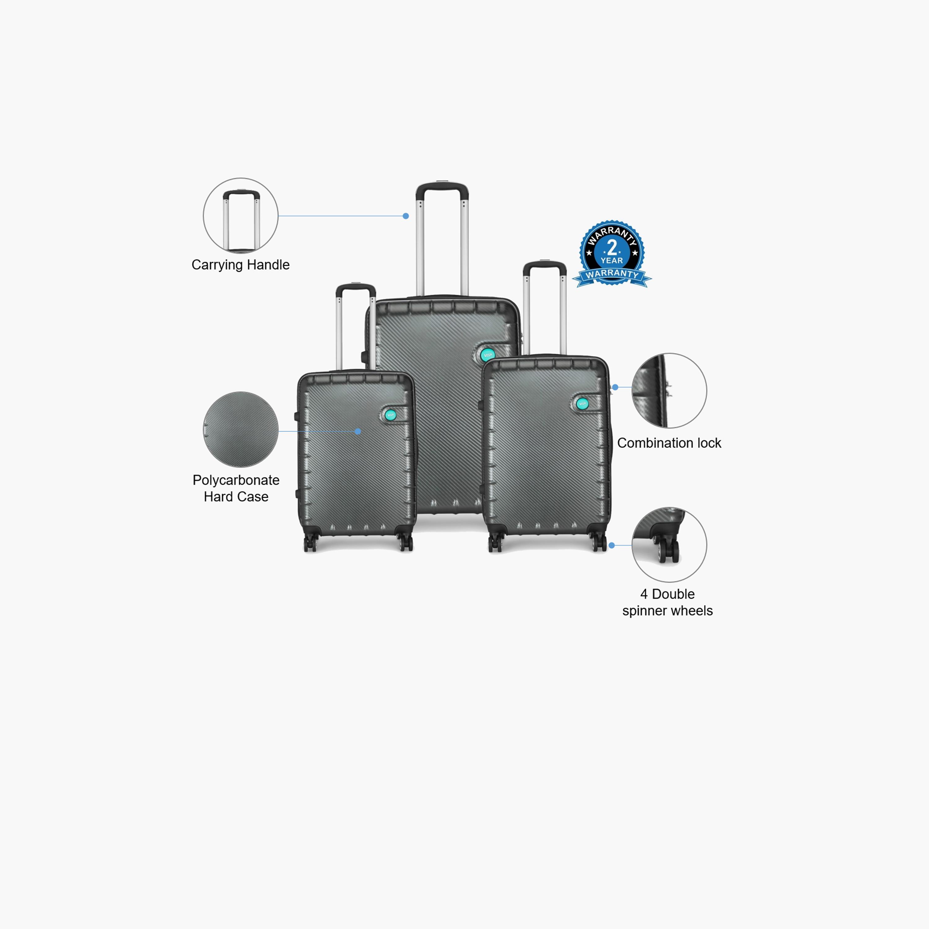 VIP Lisbon Set Of 3 Polycarbonate with ABS Hard Sided 4-Wheeler Spinner Trolley Bag with Combination Lock-travel-luggagesandbags-luggage-image-2