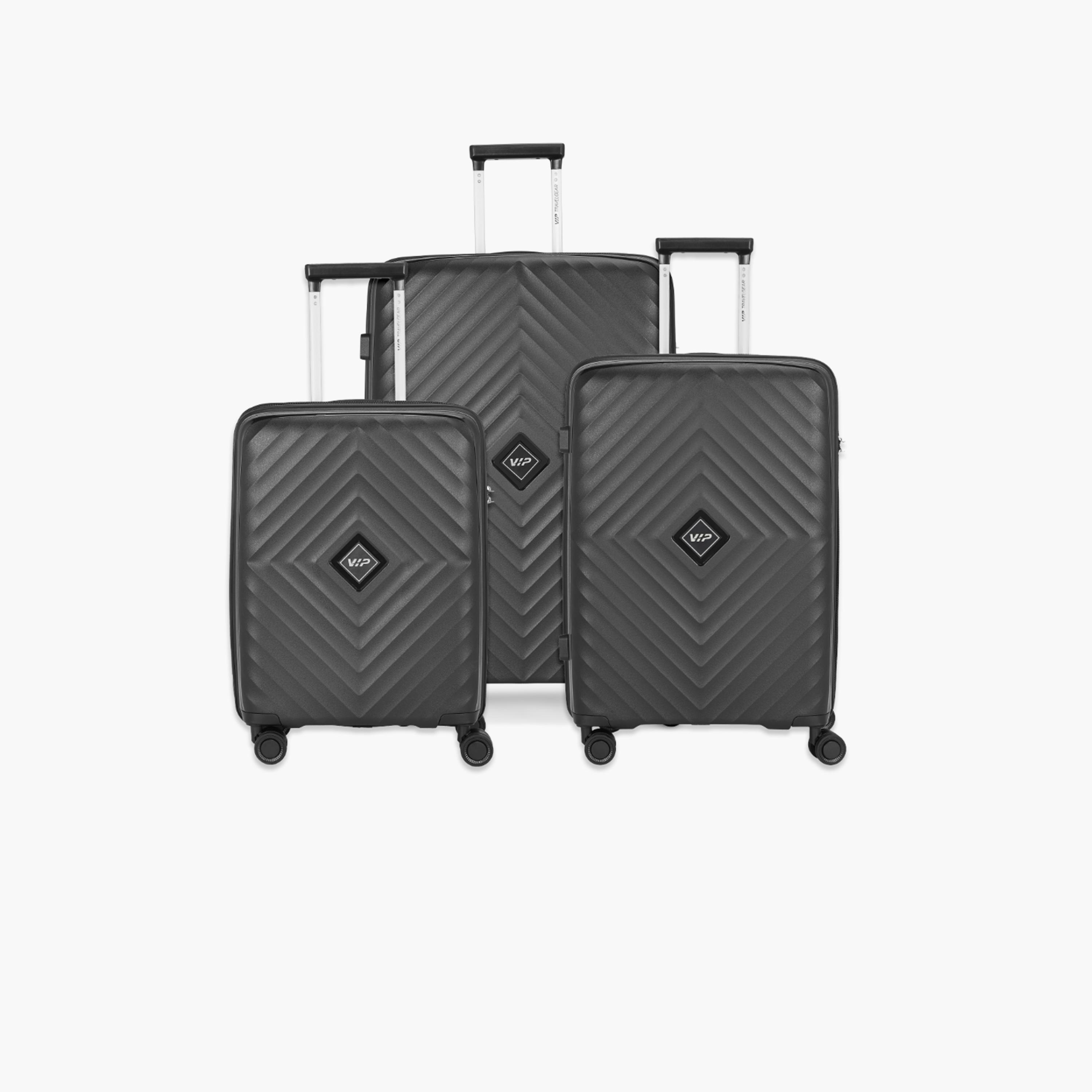 VIP Quad Set Of 3 Polypropylene Hard Sided 4-Wheeler Spinner Trolley Bag with TSA Lock-travel-luggagesandbags-luggage-image-1