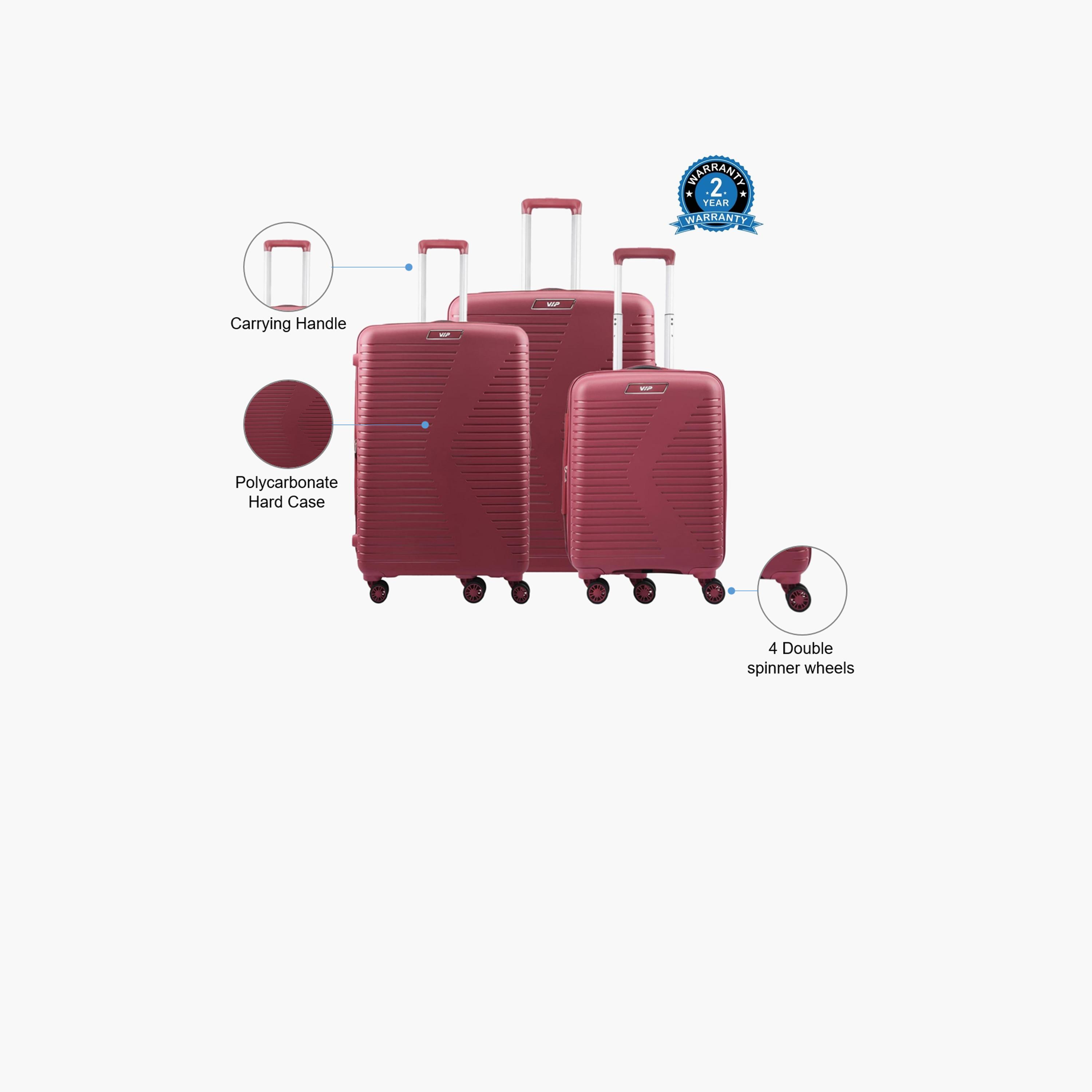 VIP Karl Plus Set Of 3 Polypropylene Hard Sided 4-Wheeler Spinner Trolley Bag with TSA Lock-travel-luggagesandbags-luggage-image-2
