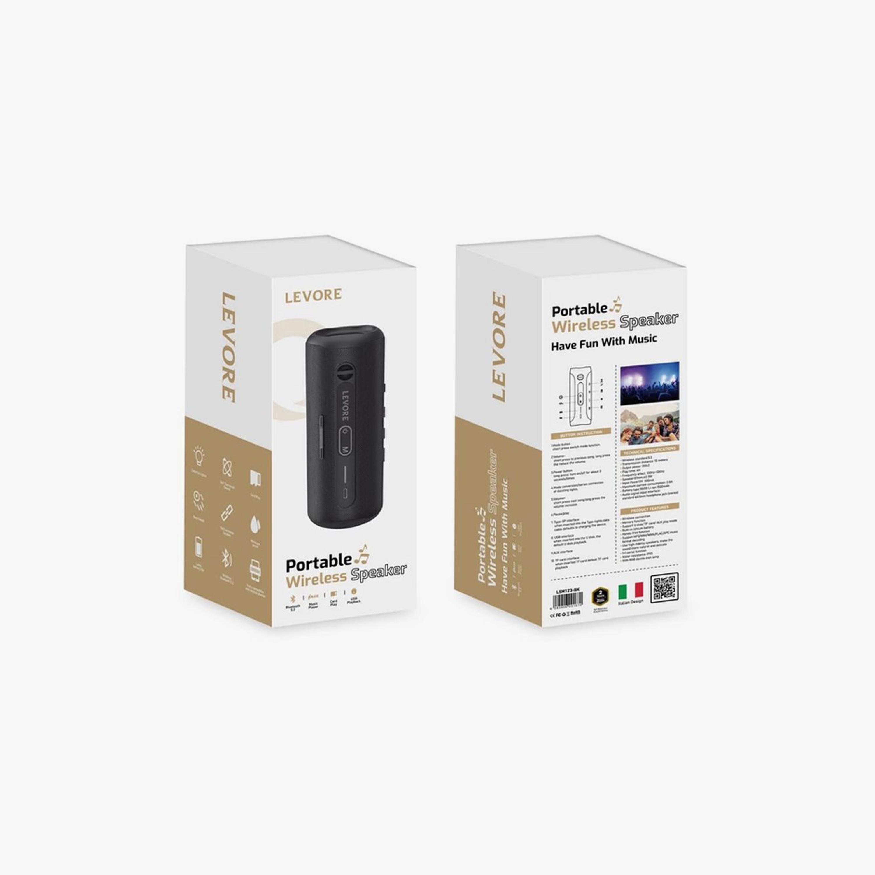 Levore Portable Wireless Speaker - Black | LSM123-BK-electronics-speakers-image-2