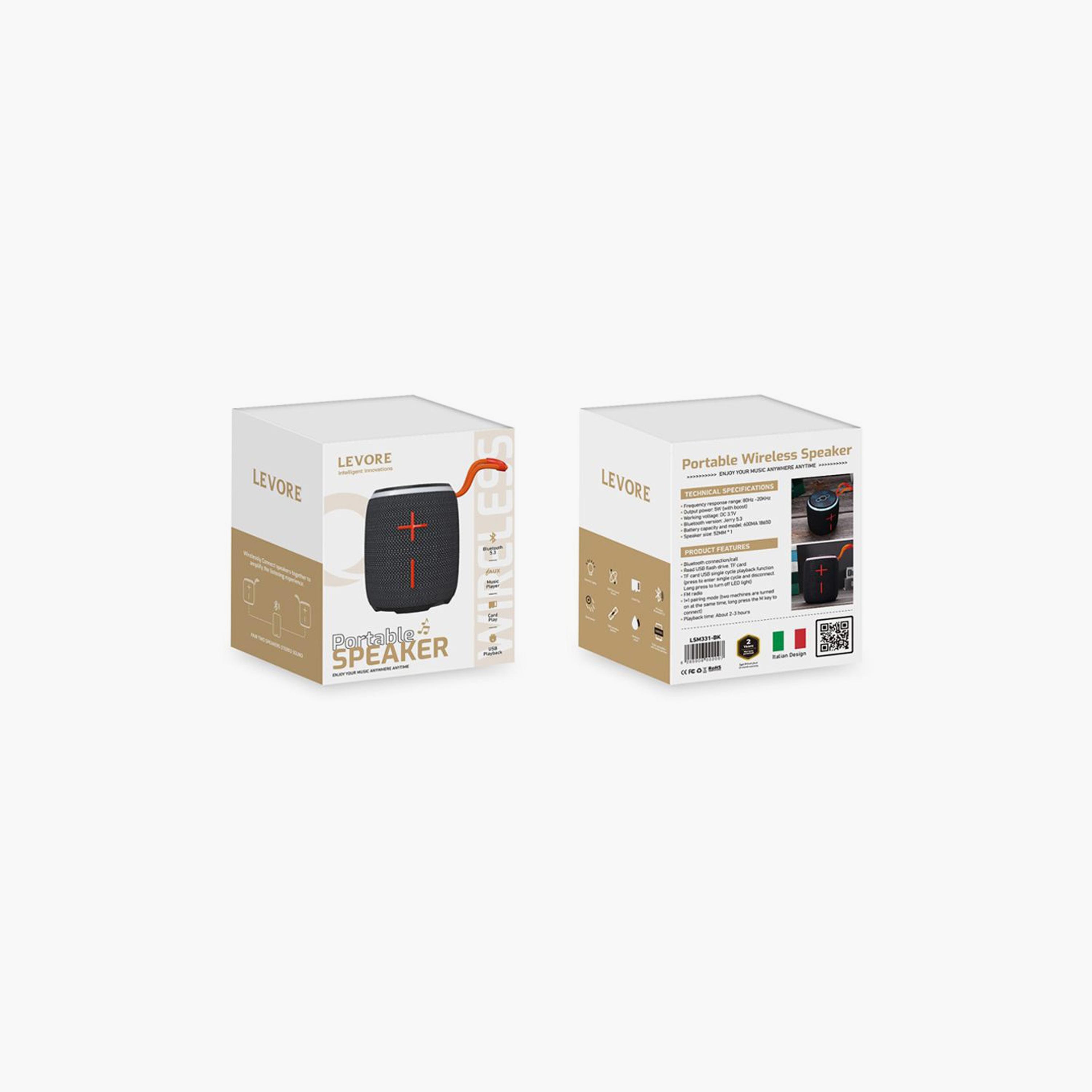 Levore Portable Wireless Speaker - Black | LSM331-BK-electronics-speakers-image-2