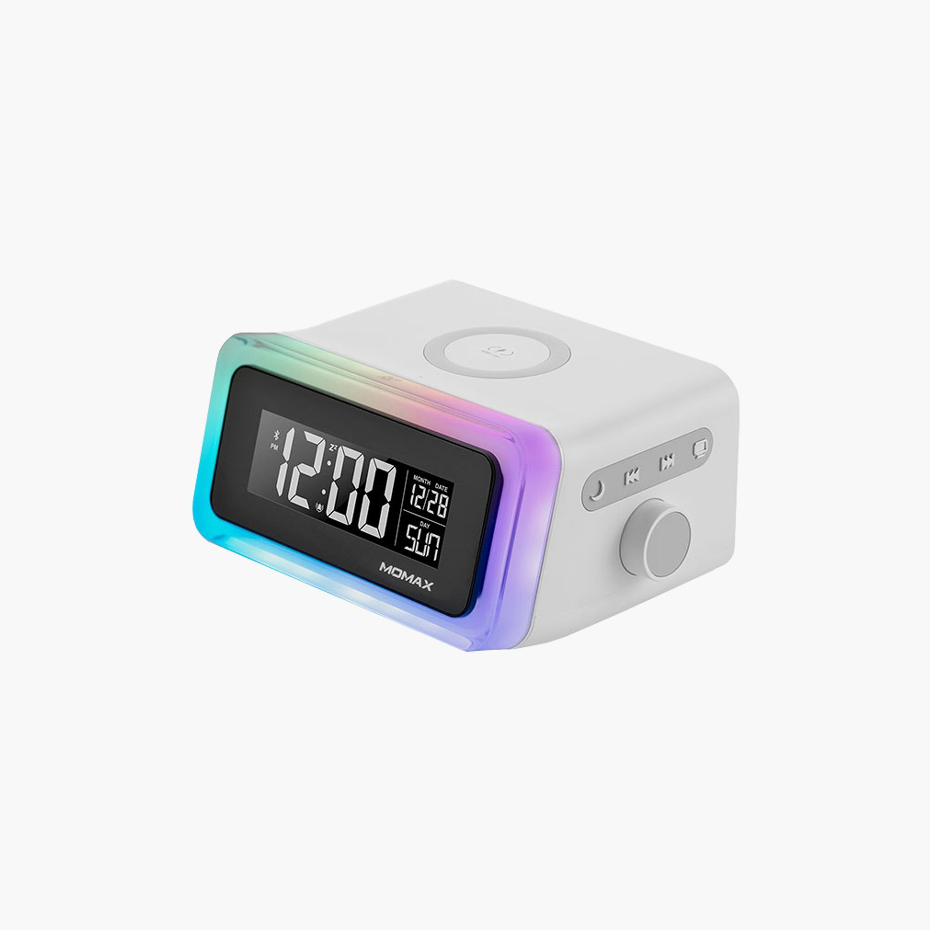 Momax 4-in-1 Alarm Clock with Wireless Charging, Bluetooth Speaker, LED Display - White | QC2UKW-electronics-speakers-image-1