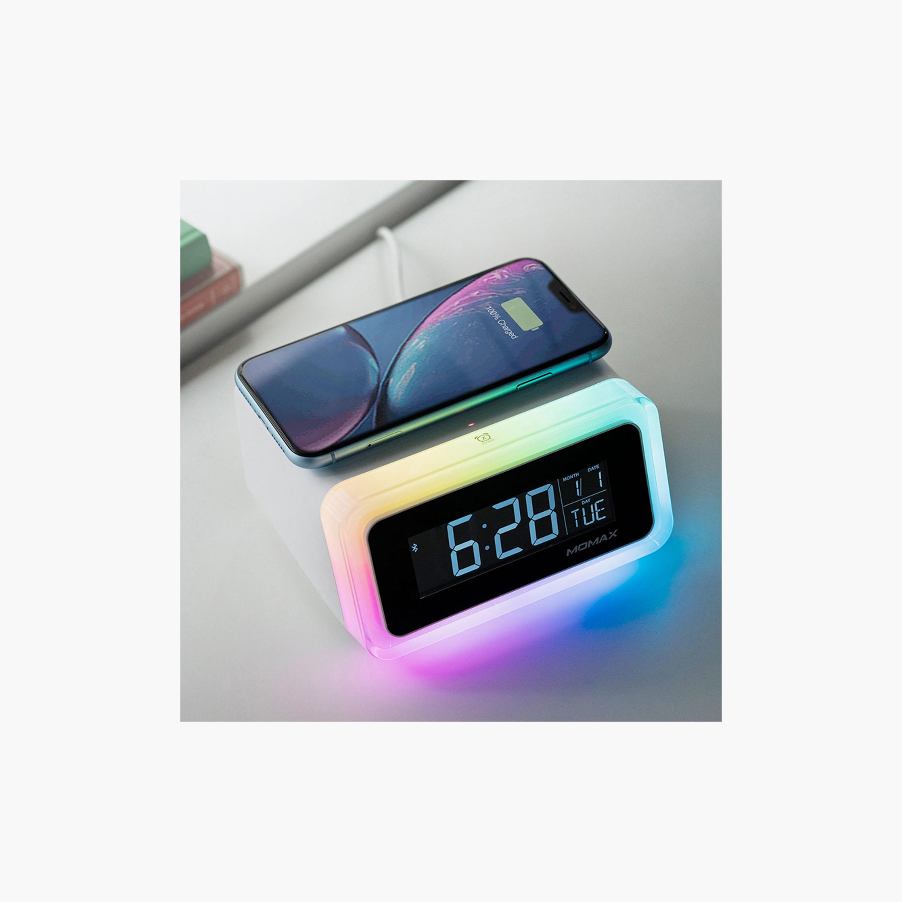 Momax 4-in-1 Alarm Clock with Wireless Charging, Bluetooth Speaker, LED Display - White | QC2UKW-electronics-speakers-image-2