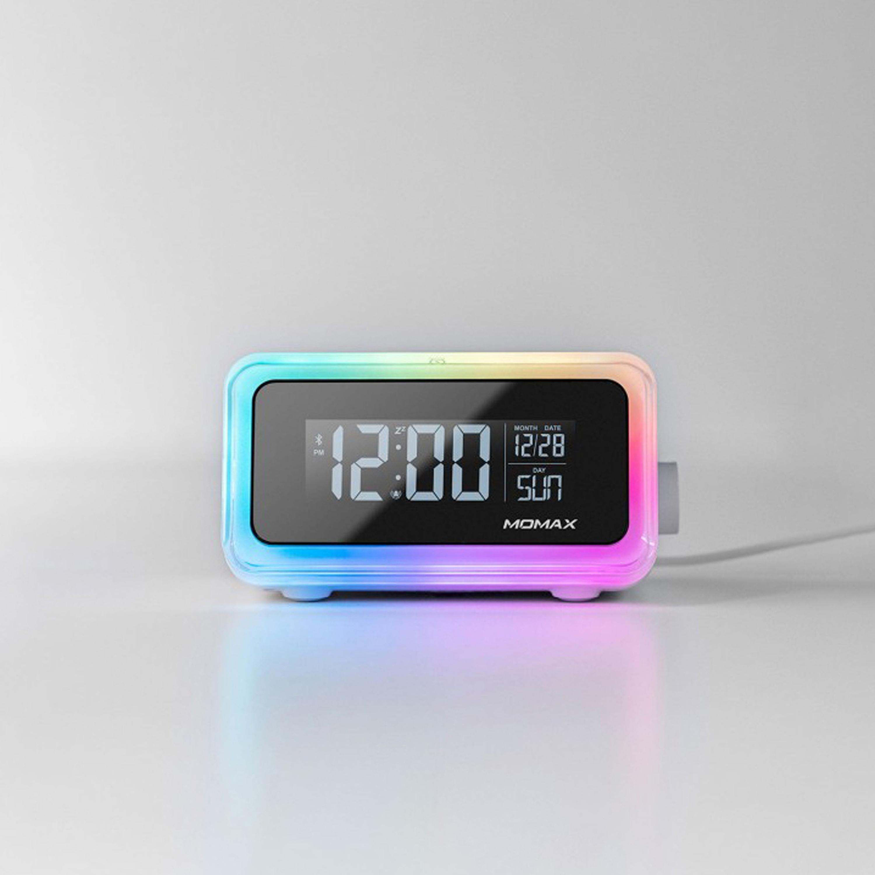 Momax 4-in-1 Alarm Clock with Wireless Charging, Bluetooth Speaker, LED Display - White | QC2UKW-electronics-speakers-image-5