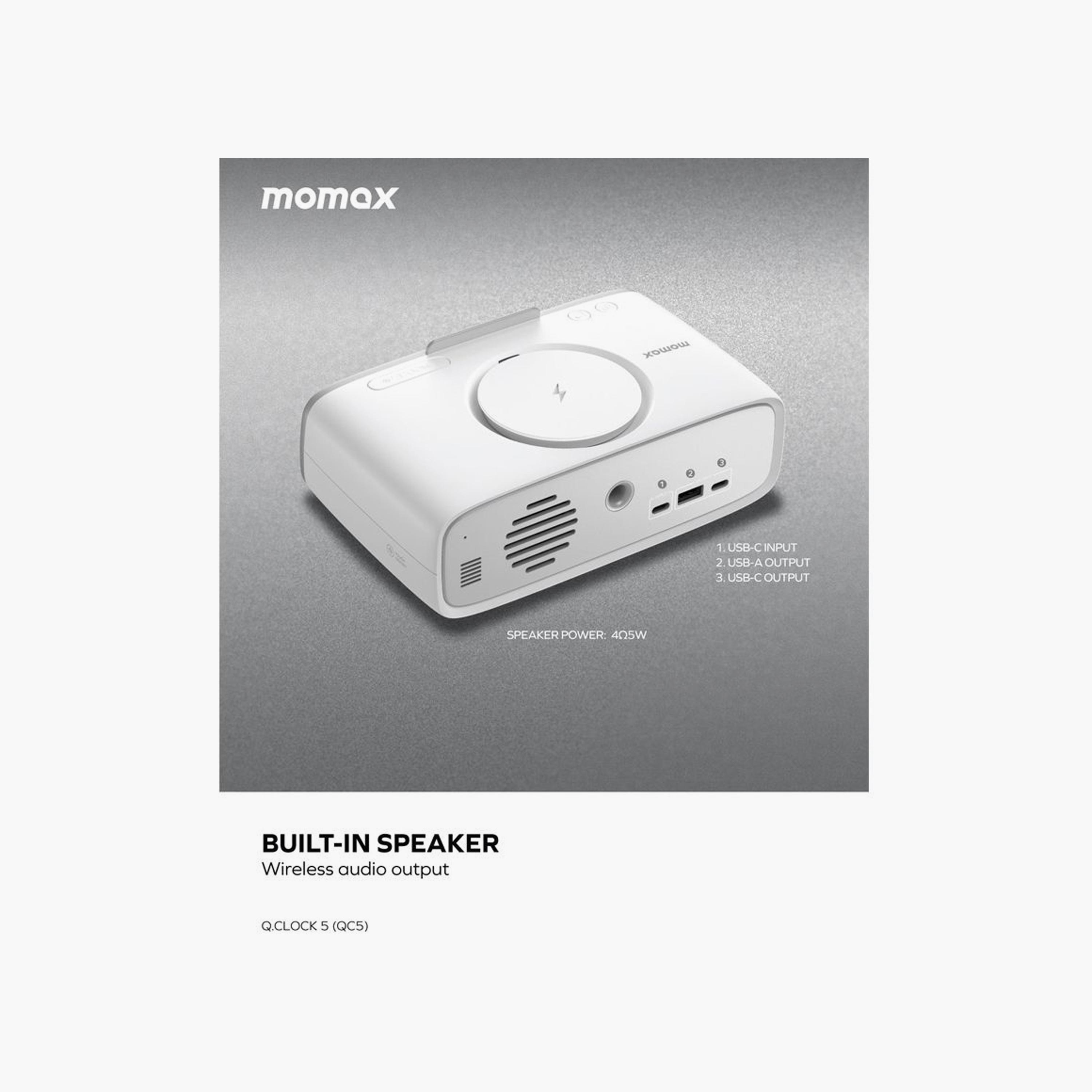 Momax Speaker Alarm Clock with Wireless Charging 15W - White | QC5W-electronics-speakers-image-6