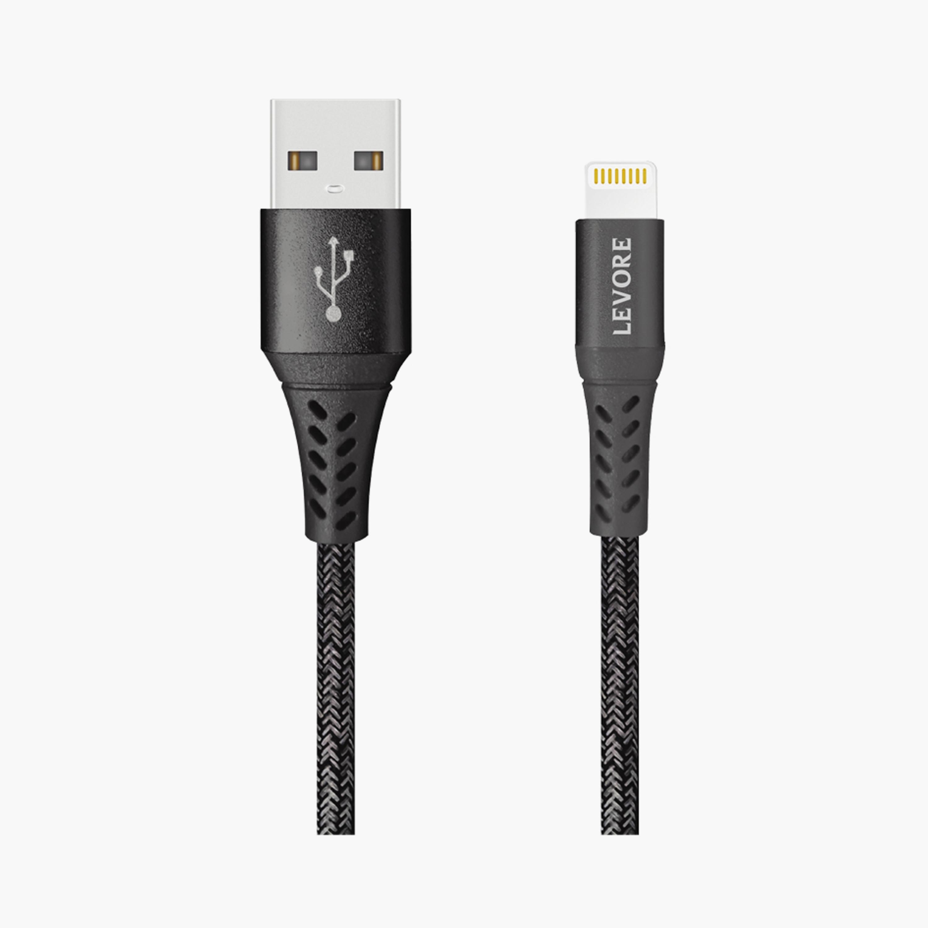 Levore USB to Lightning Nylon Cable MFI Certified 1m - Black | LC1212-BK-electronics-portabledevices-image-1