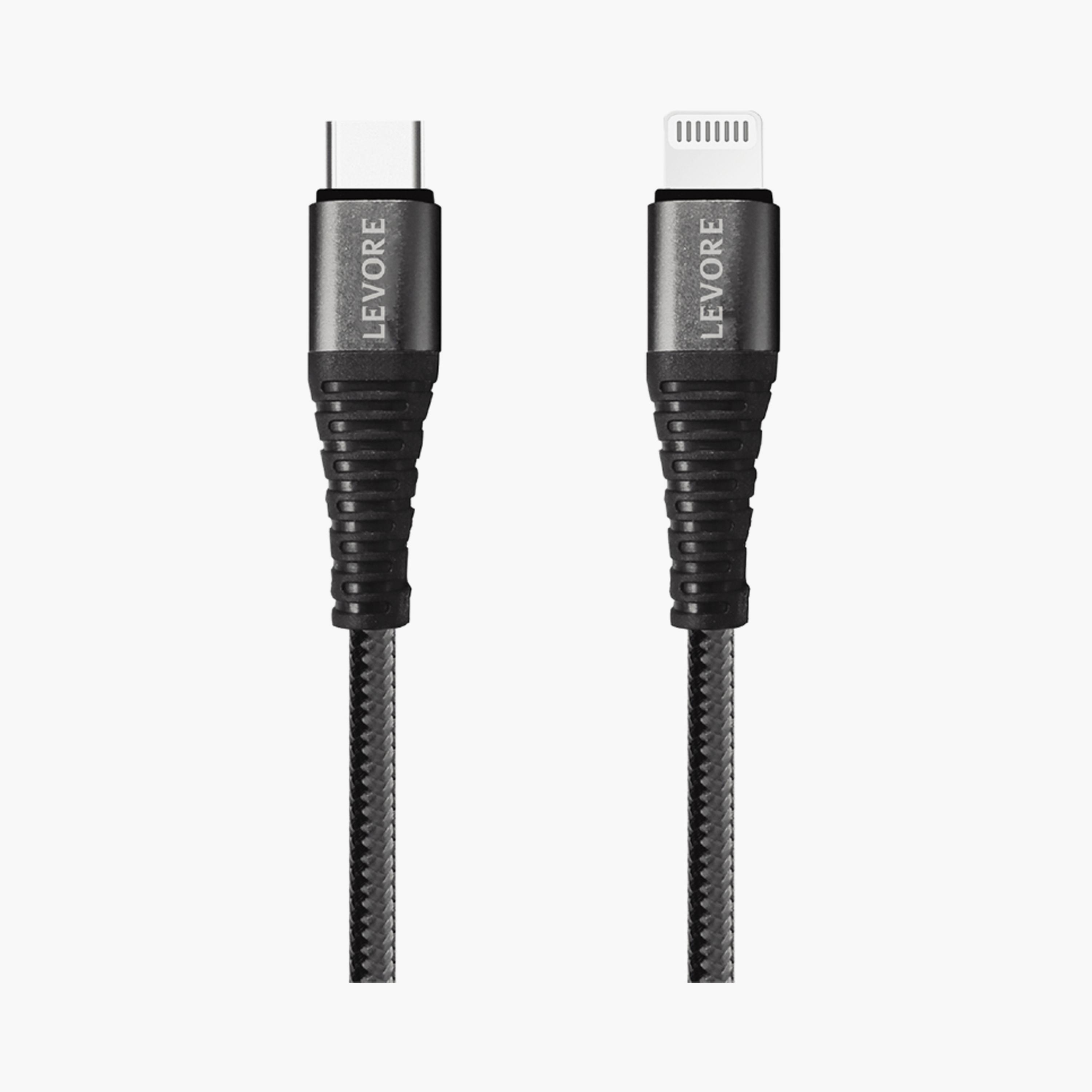 Levore USB-C to Lightning Nylon Cable MFI Certified 1.0M - Black | LC4211-BK-electronics-portabledevices-image-1