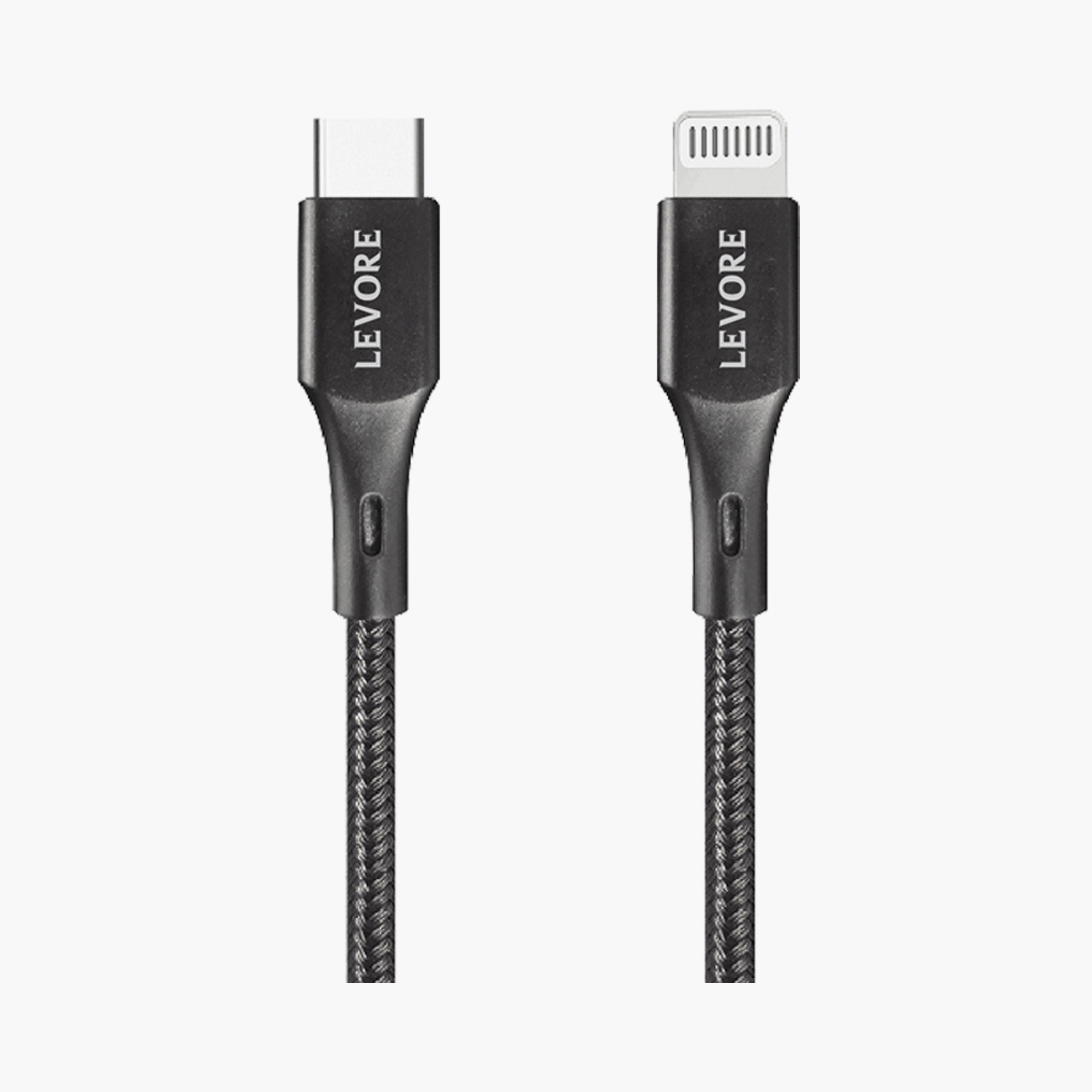 Levore USB-C to Lightning Nylon Cable MFI Certified 1m - Black | LC4212-BK-electronics-portabledevices-image-1