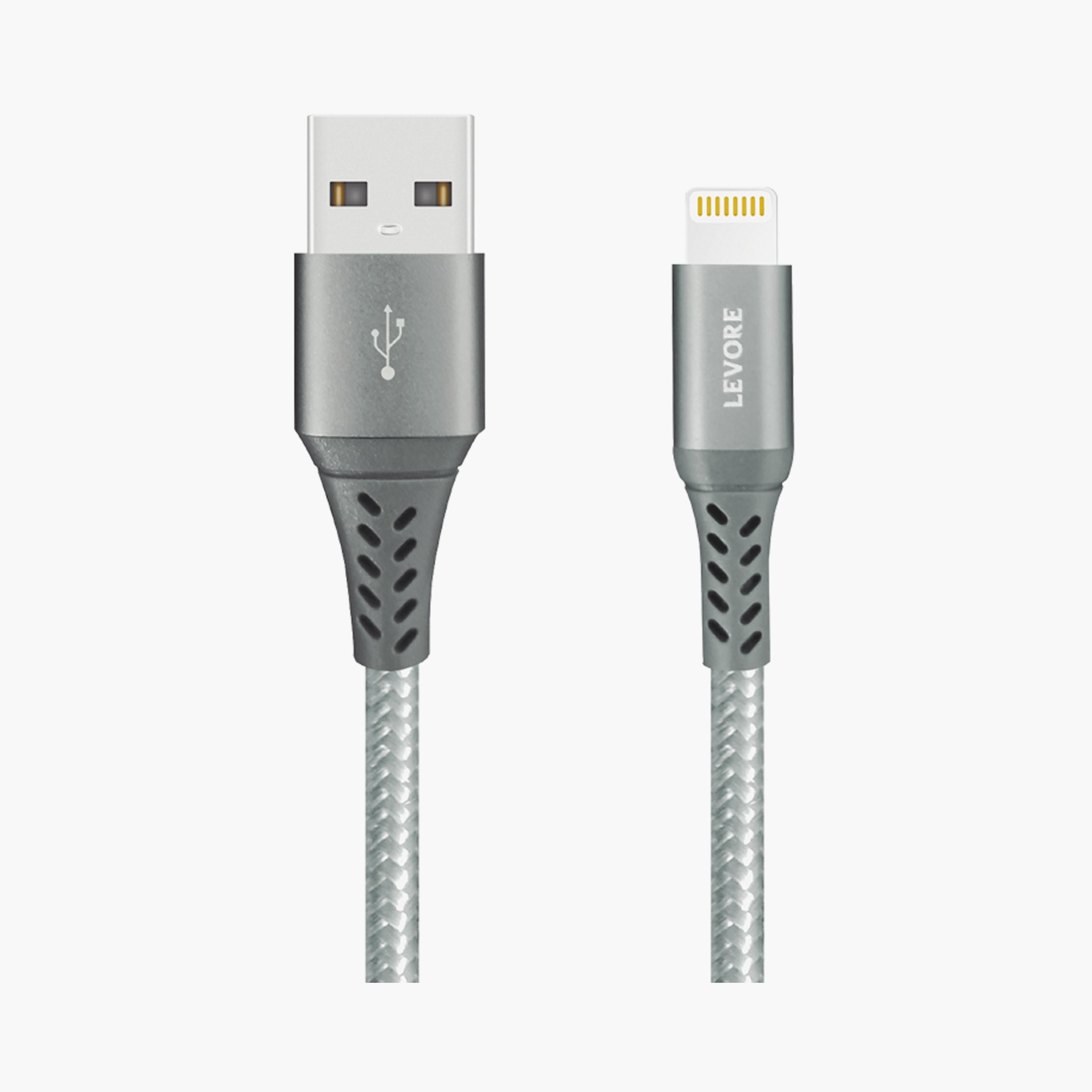 Levore USB to Lightning Nylon Cable MFI Certified 1m - Grey | LC1212-GY-electronics-portabledevices-image-1