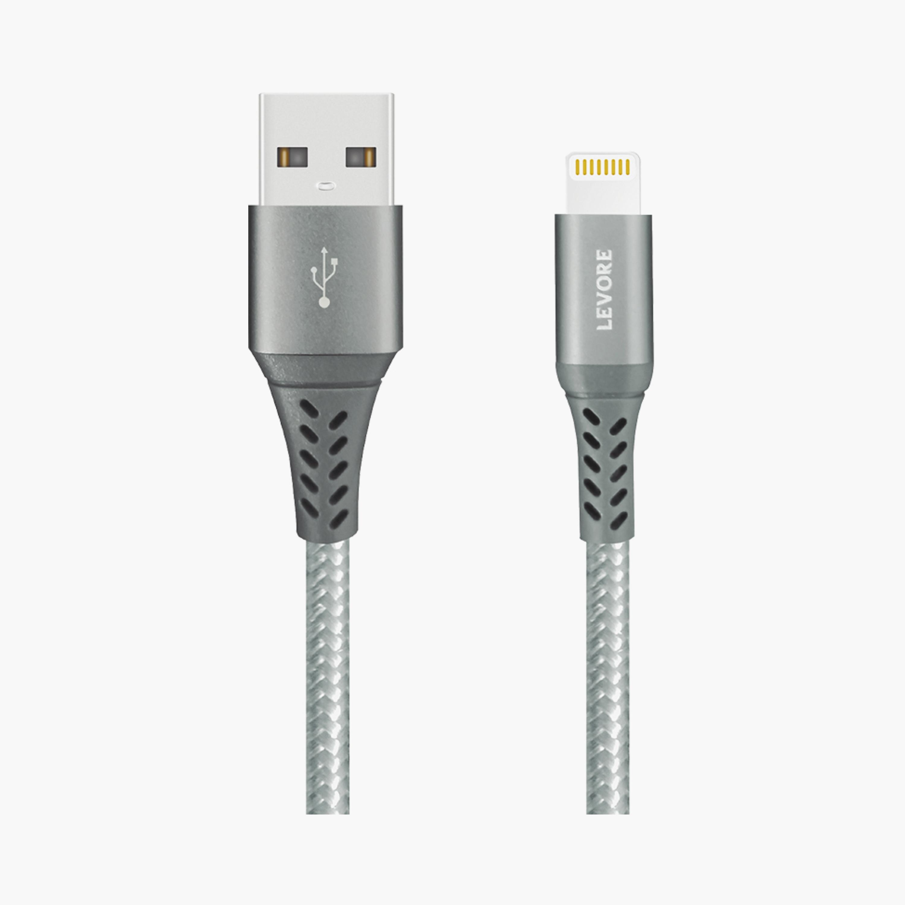 Levore USB to Lightning Nylon Cable MFI Certified 1.8m - Grey | LC1222-GY-electronics-portabledevices-image-1
