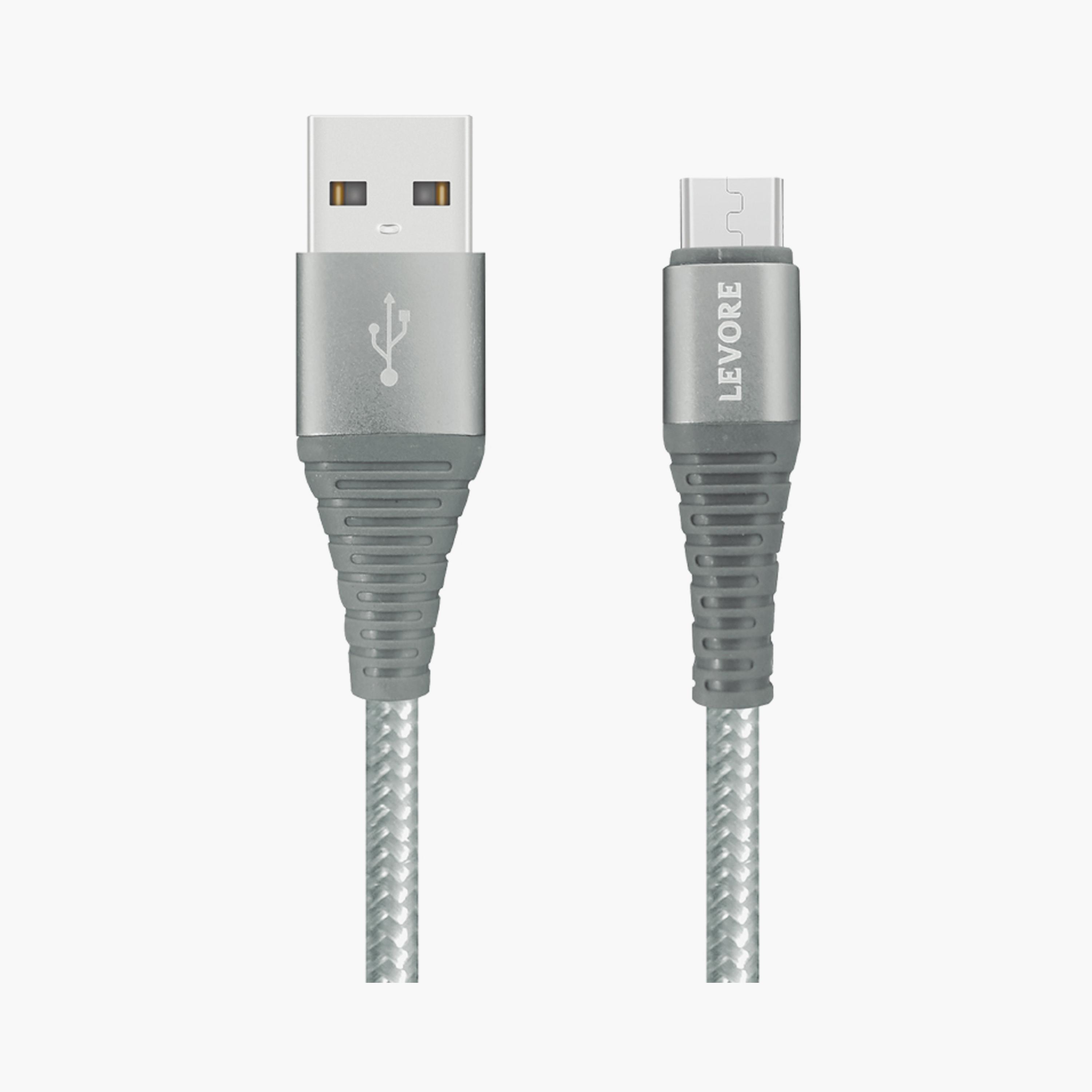 Levore USB-A to Micro USB Nylon Cable 1.0M - Grey | LCS221-GY-electronics-portabledevices-image-1