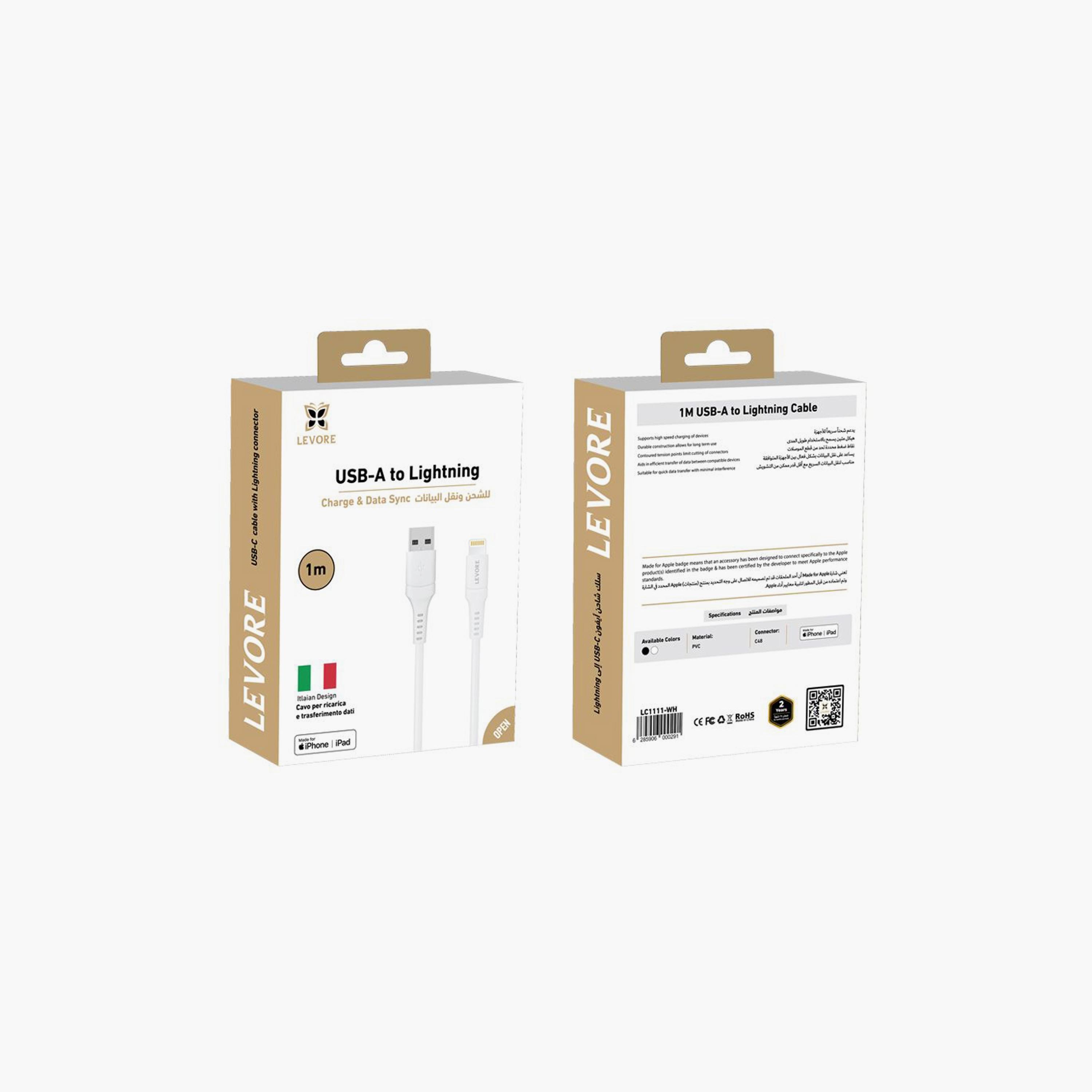 Levore USB to Lightning Cable MFI Certified TPE 1m - White | LC1111-WH-electronics-portabledevices-image-2