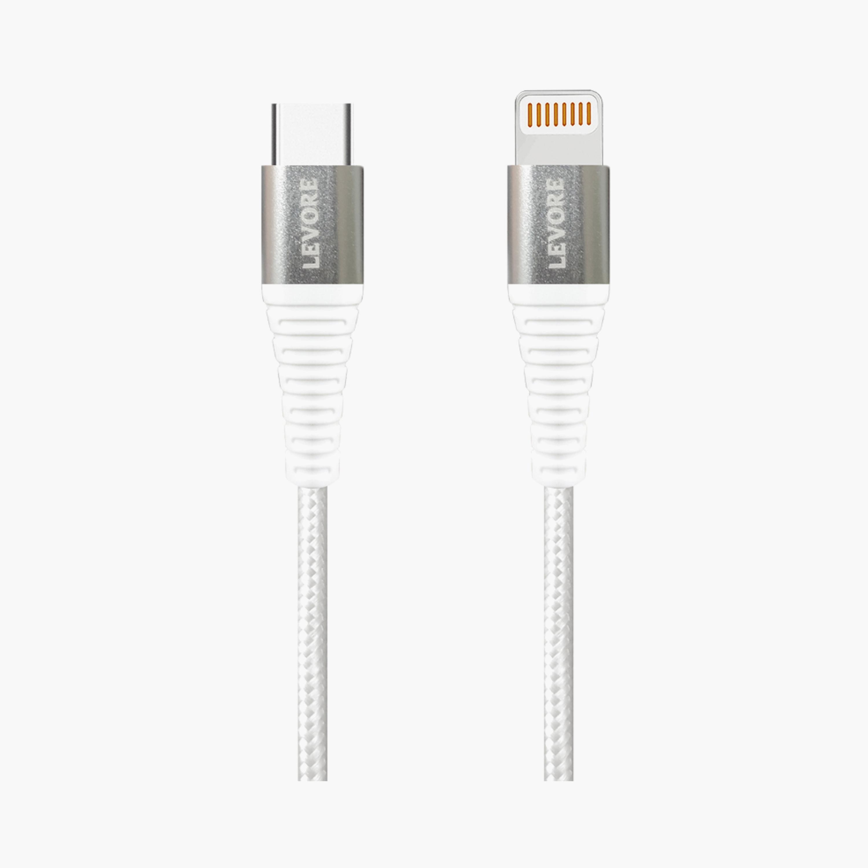 Levore USB-C to Lightning Nylon Cable MFI Certified 1.0M - White | LC4211-WH-electronics-portabledevices-image-1
