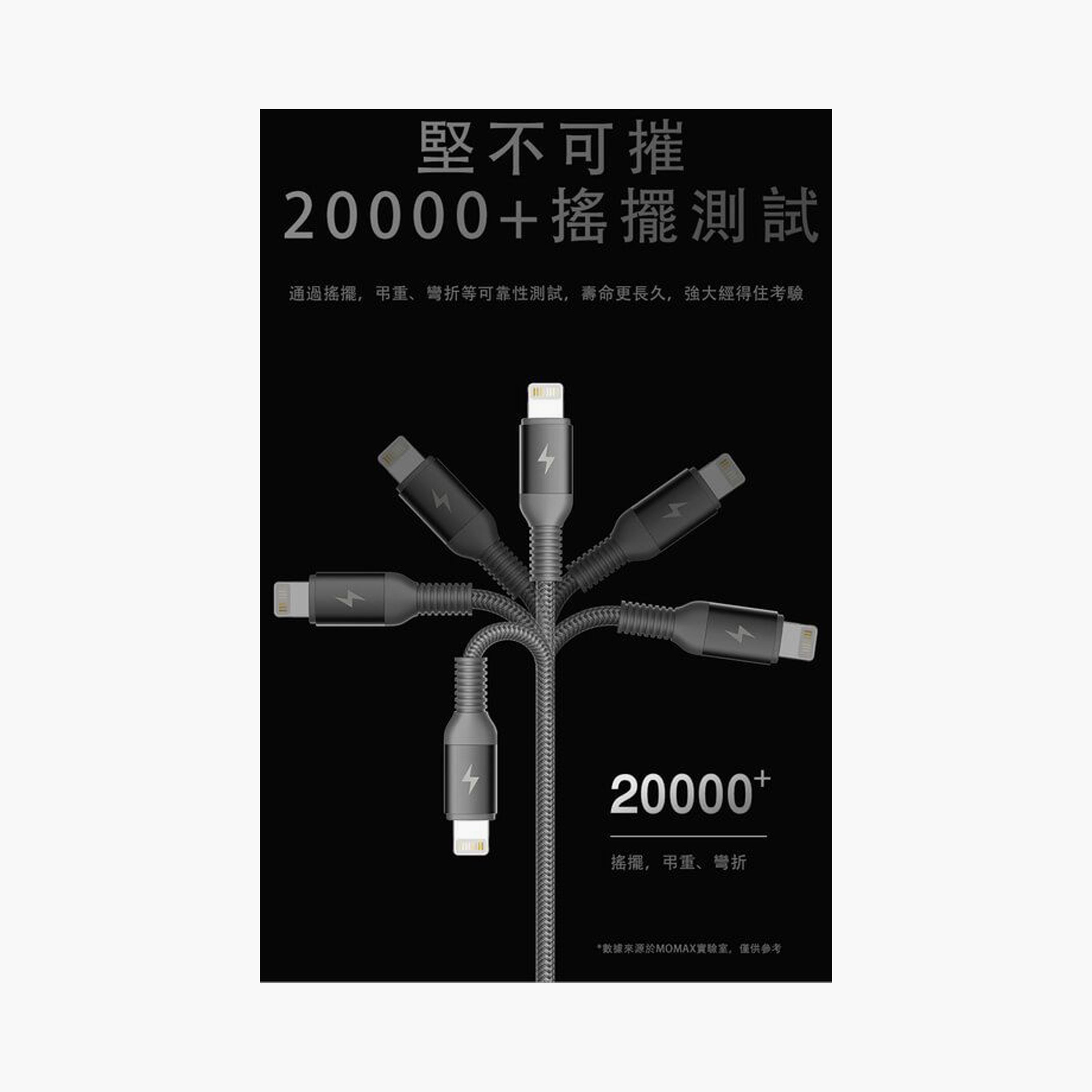 Momax Elite iPhone USB Cable Triple Braided 1.2m - Black | DL11D-electronics-portabledevices-image-2