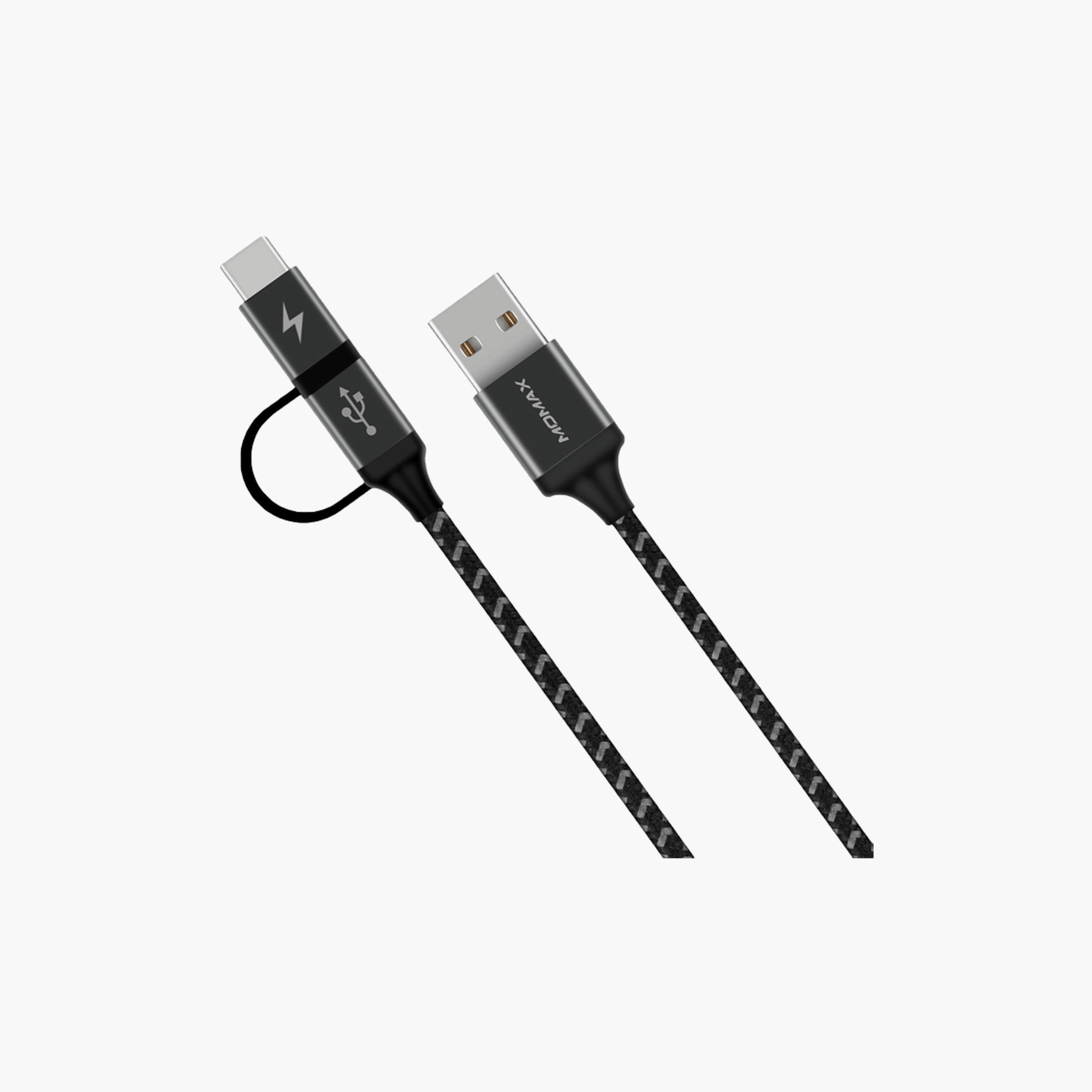 Momax ZERO 2 in 1 Cable Type-C and Micro 1m - Black | DTC11D-electronics-portabledevices-image-1