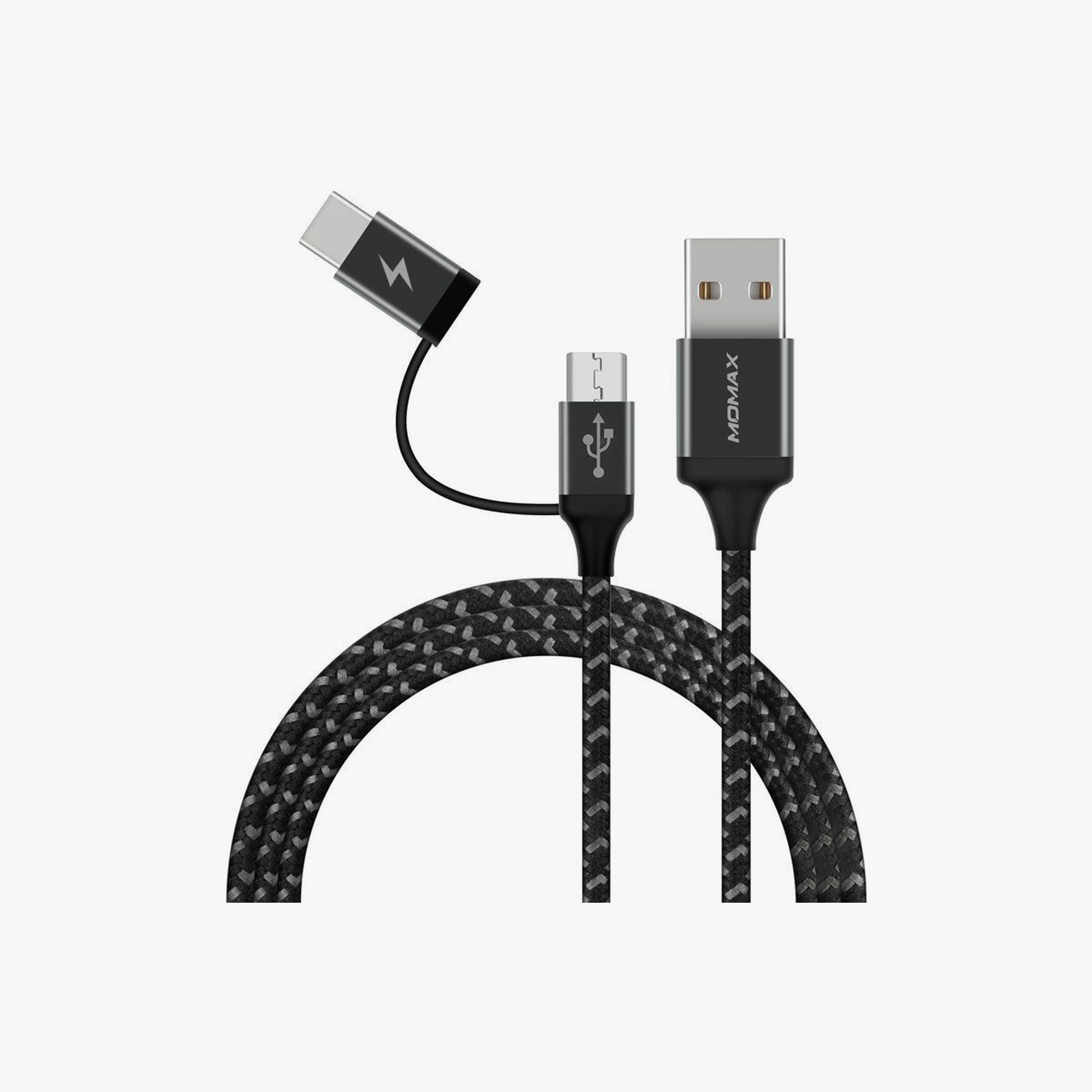 Momax ZERO 2 in 1 Cable Type-C and Micro 1m - Black | DTC11D-electronics-portabledevices-image-2