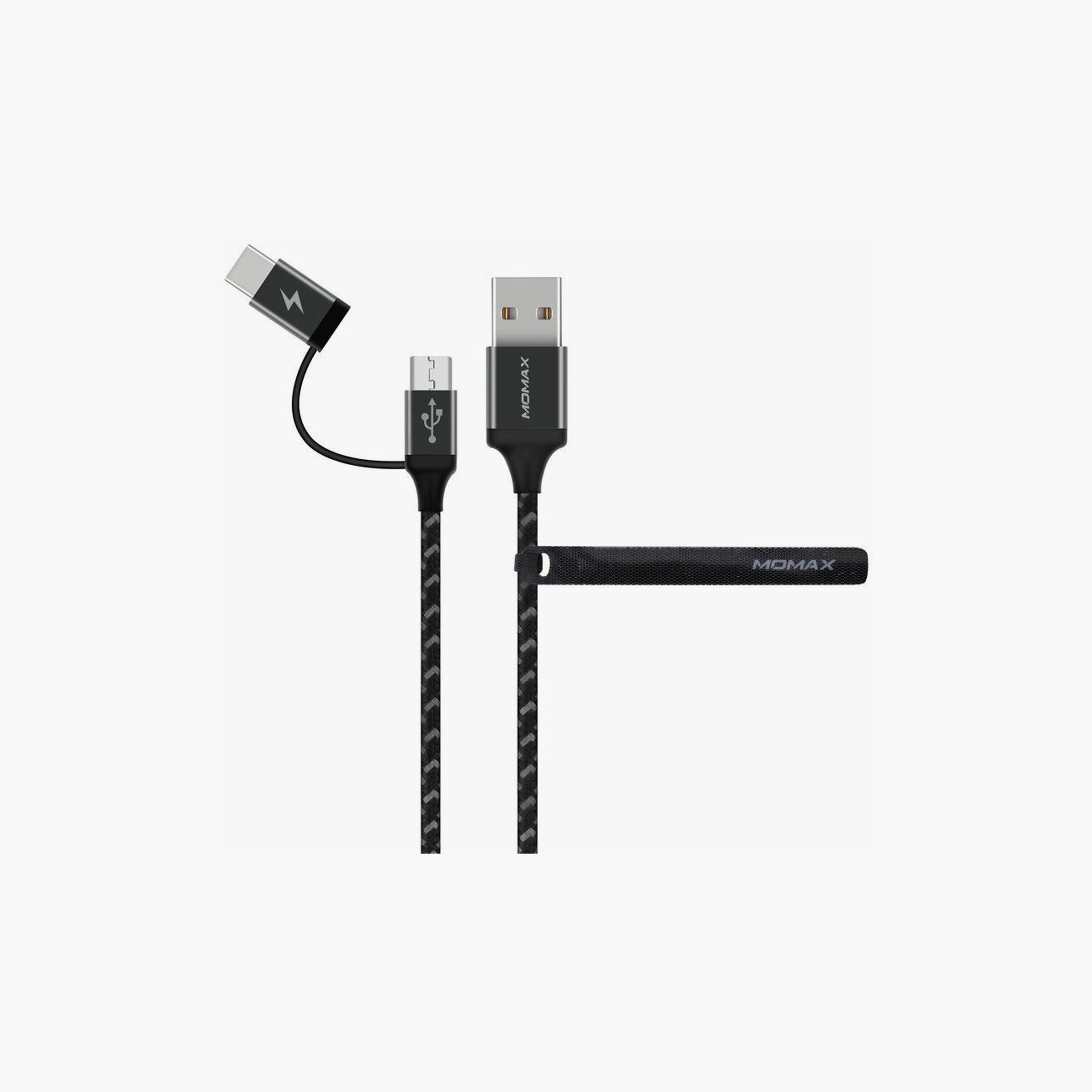 Momax ZERO 2 in 1 Cable Type-C and Micro 1m - Black | DTC11D-electronics-portabledevices-image-3