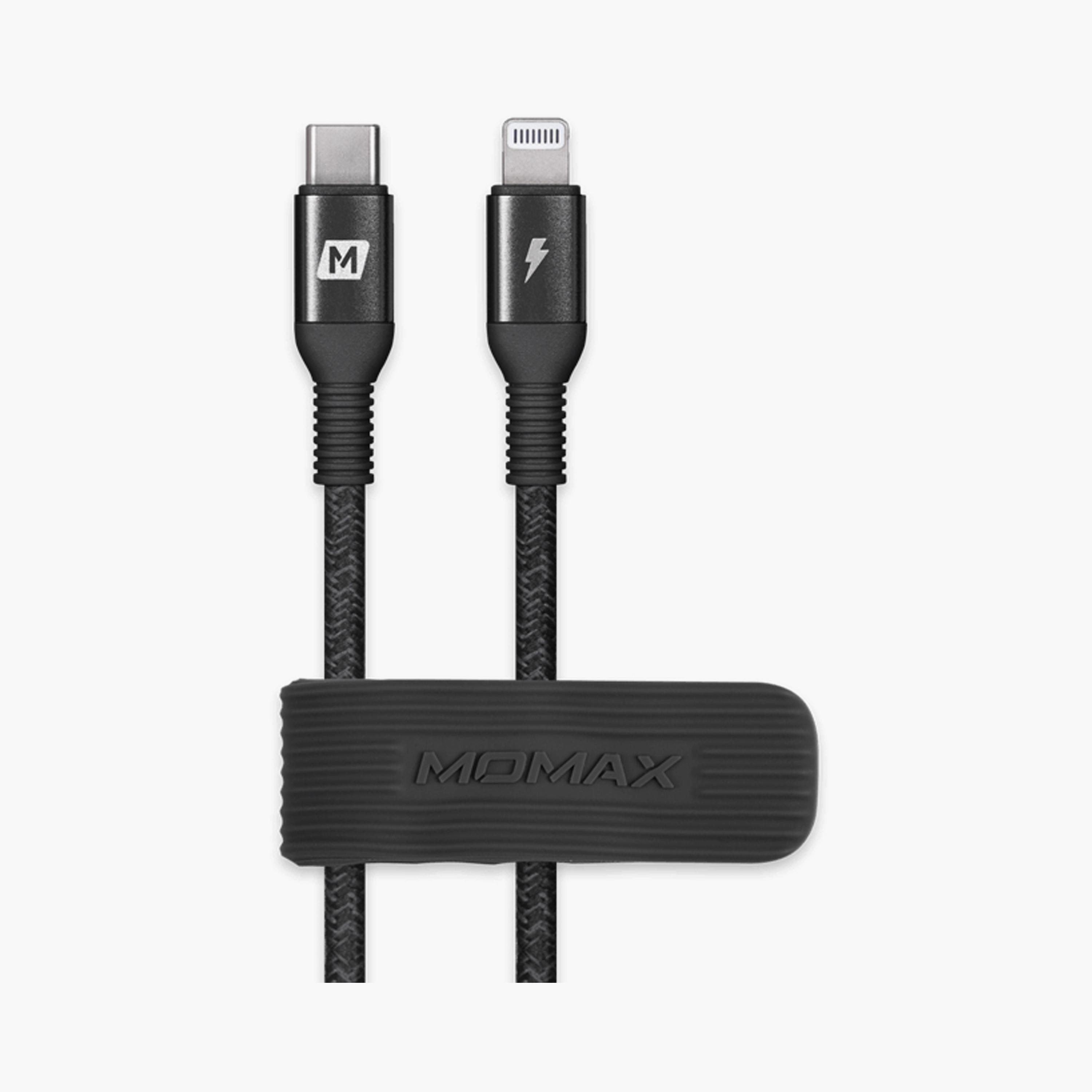 Momax Cable Elite Type-C to iPhone Fabric 1.2m - Black | DL31D-electronics-portabledevices-image-1