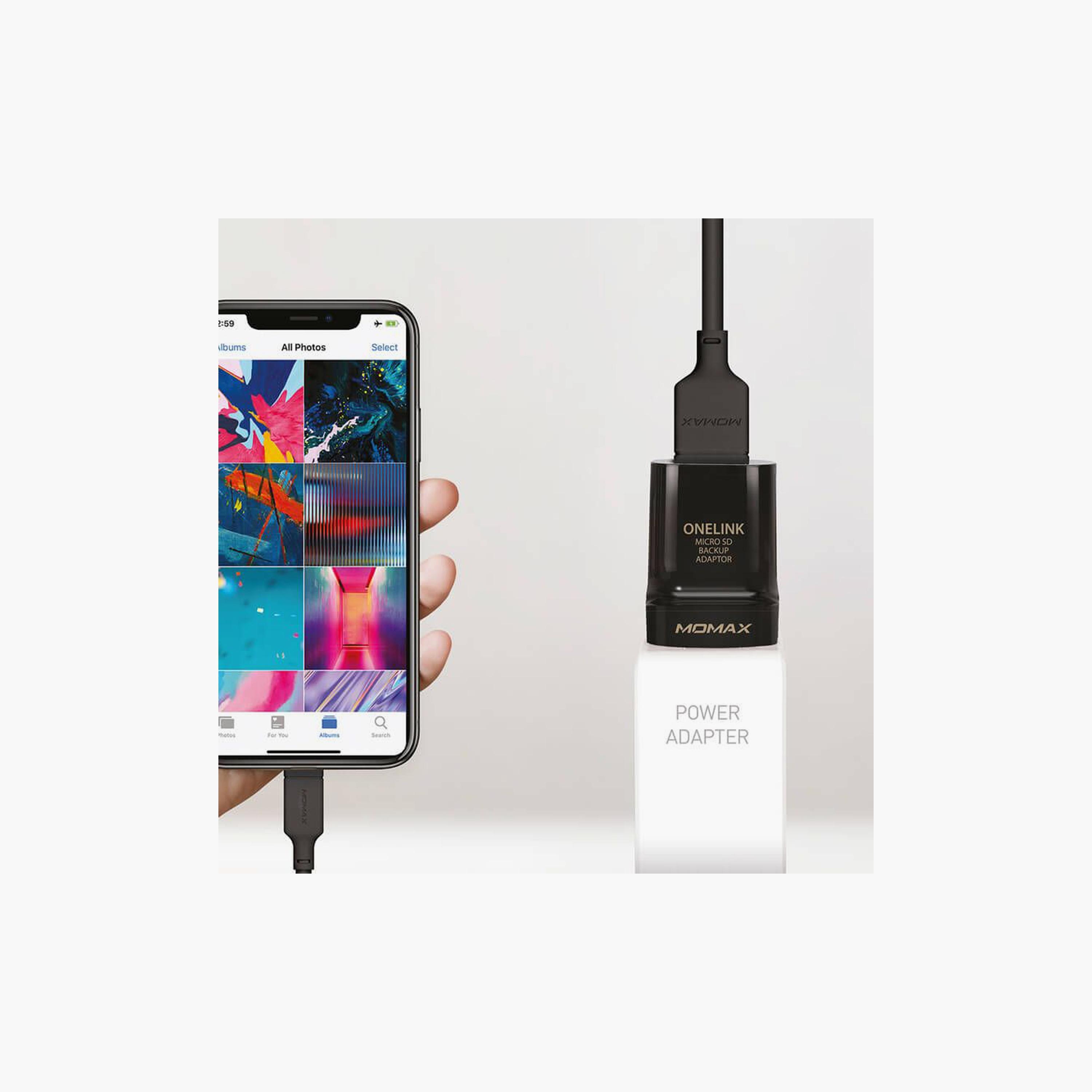 Momax Adaptor ONE Link Micro SD Backup - Black | CL2D-electronics-portabledevices-image-2