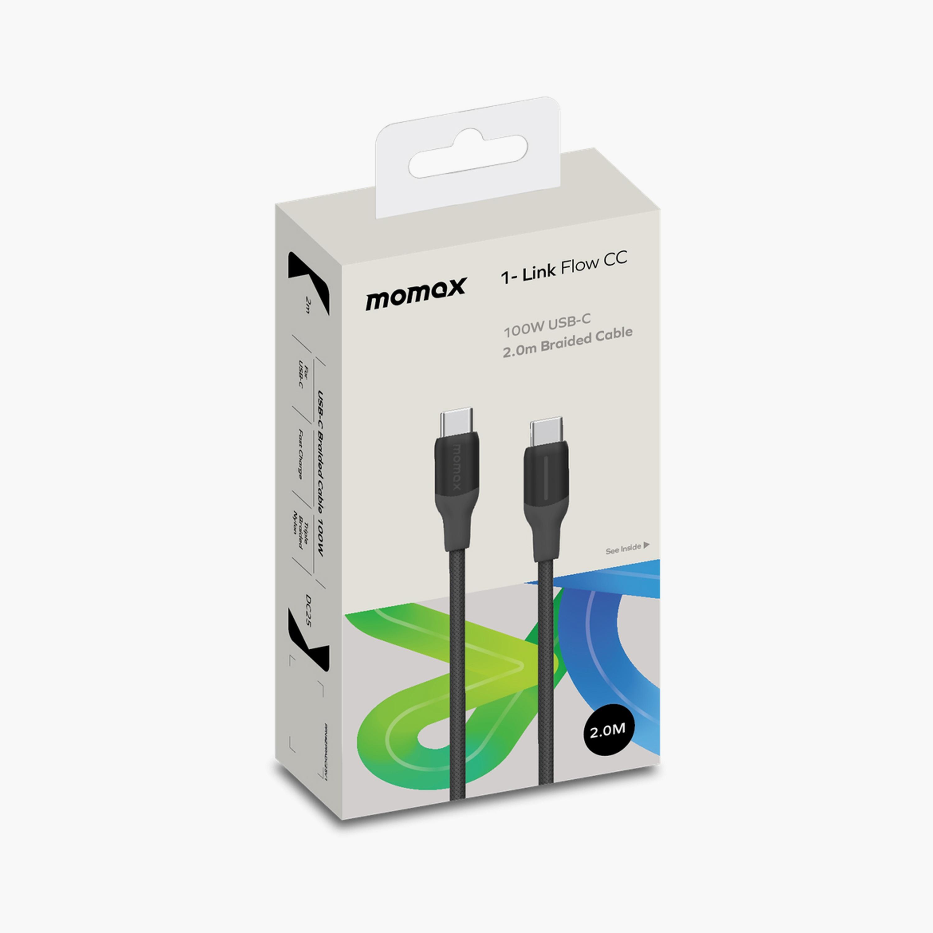 Momax 1-Link Flow CC USB-C to USB-C Braided Cable 2m 100W - Black | DC25D-electronics-portabledevices-image-4