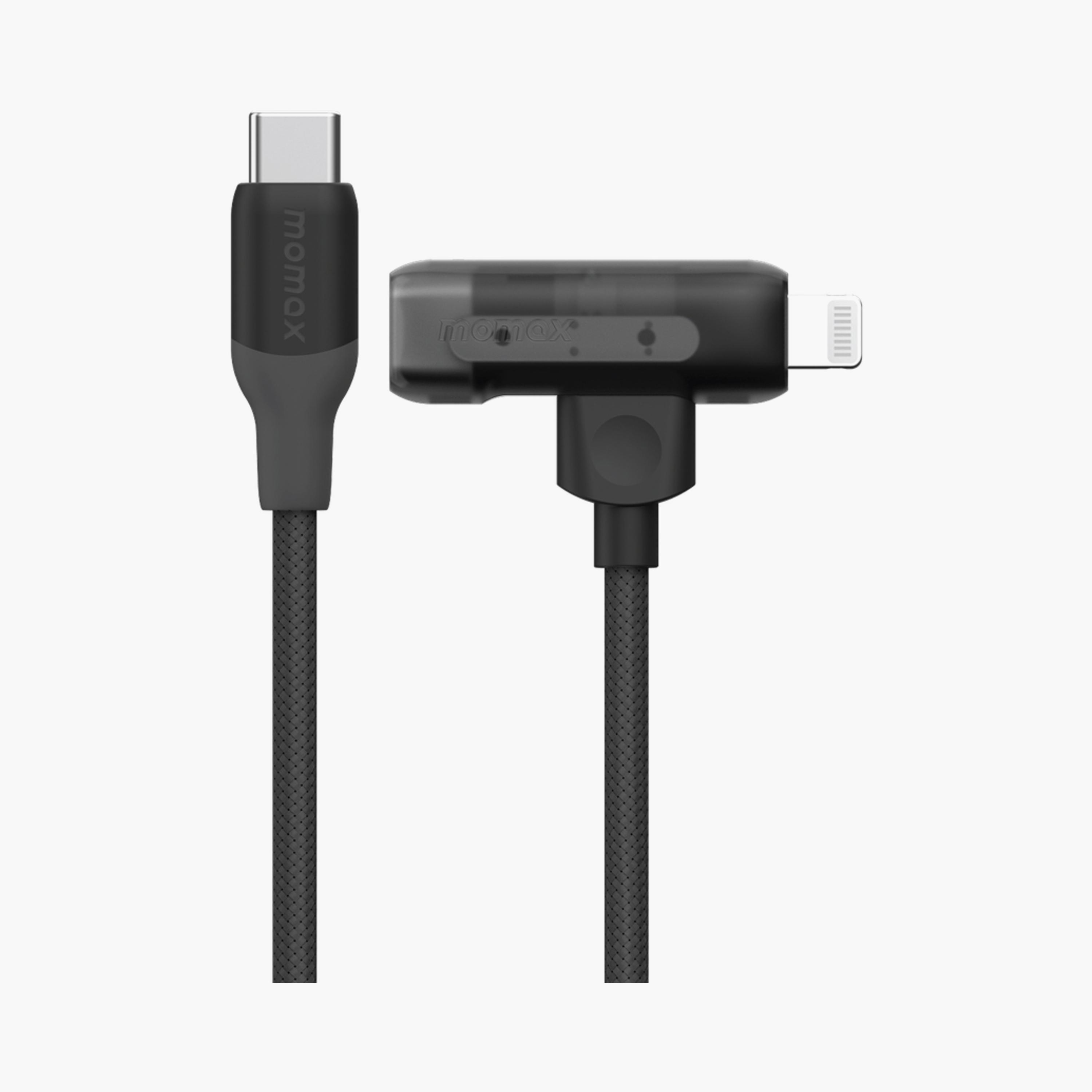 Momax 1-Link Flow Duo 2in1 USB-C To USB-C and Lightning Braided Cable 1.5m - Black | DL56D-electronics-portabledevices-image-2