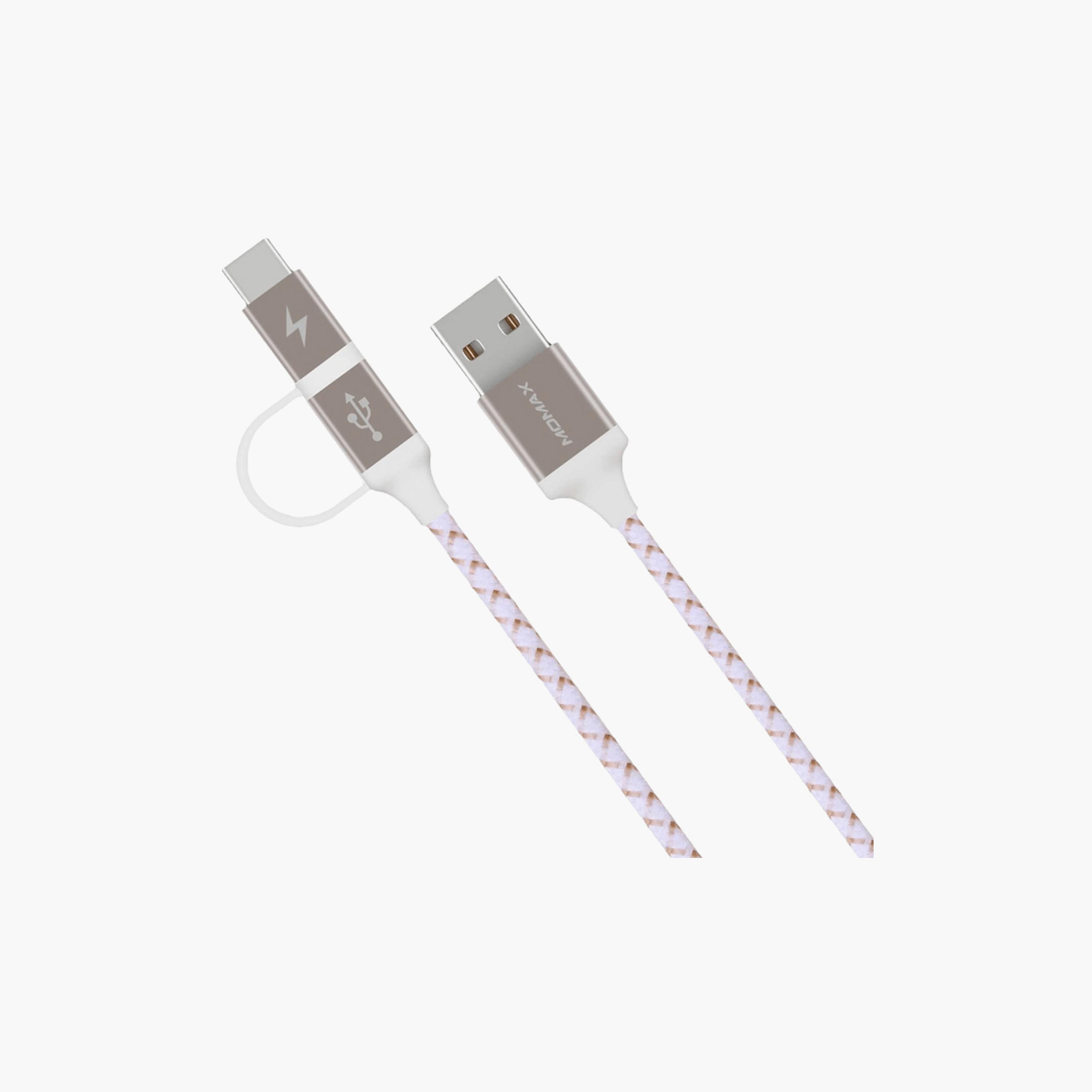 Momax ZERO 2 in 1 Cable Type-C and Micro 1m - Gold | DTC11L-electronics-portabledevices-image-1