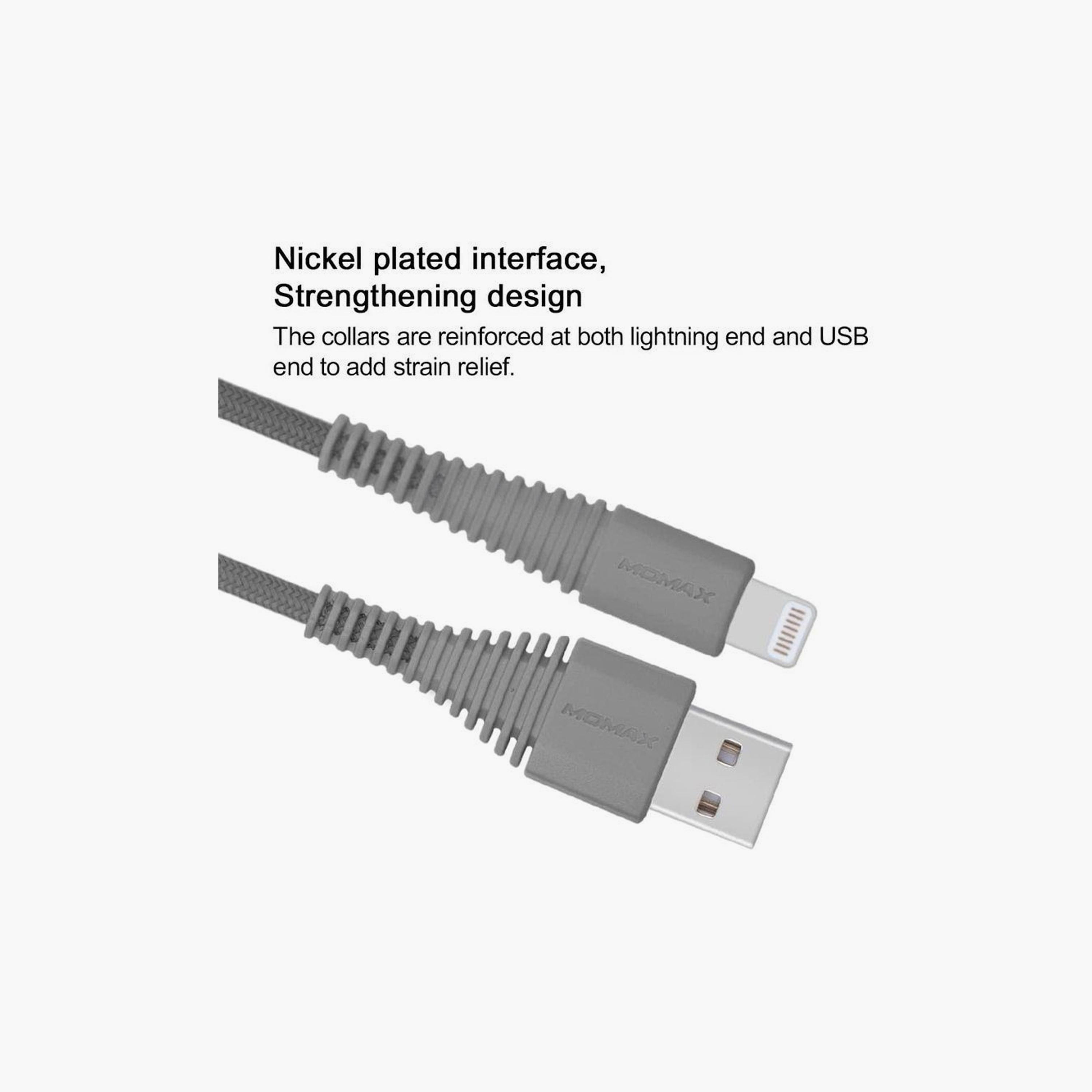 Momax Tough link iPhone USB Cable 1.2m - Grey | DL8A-electronics-portabledevices-image-3