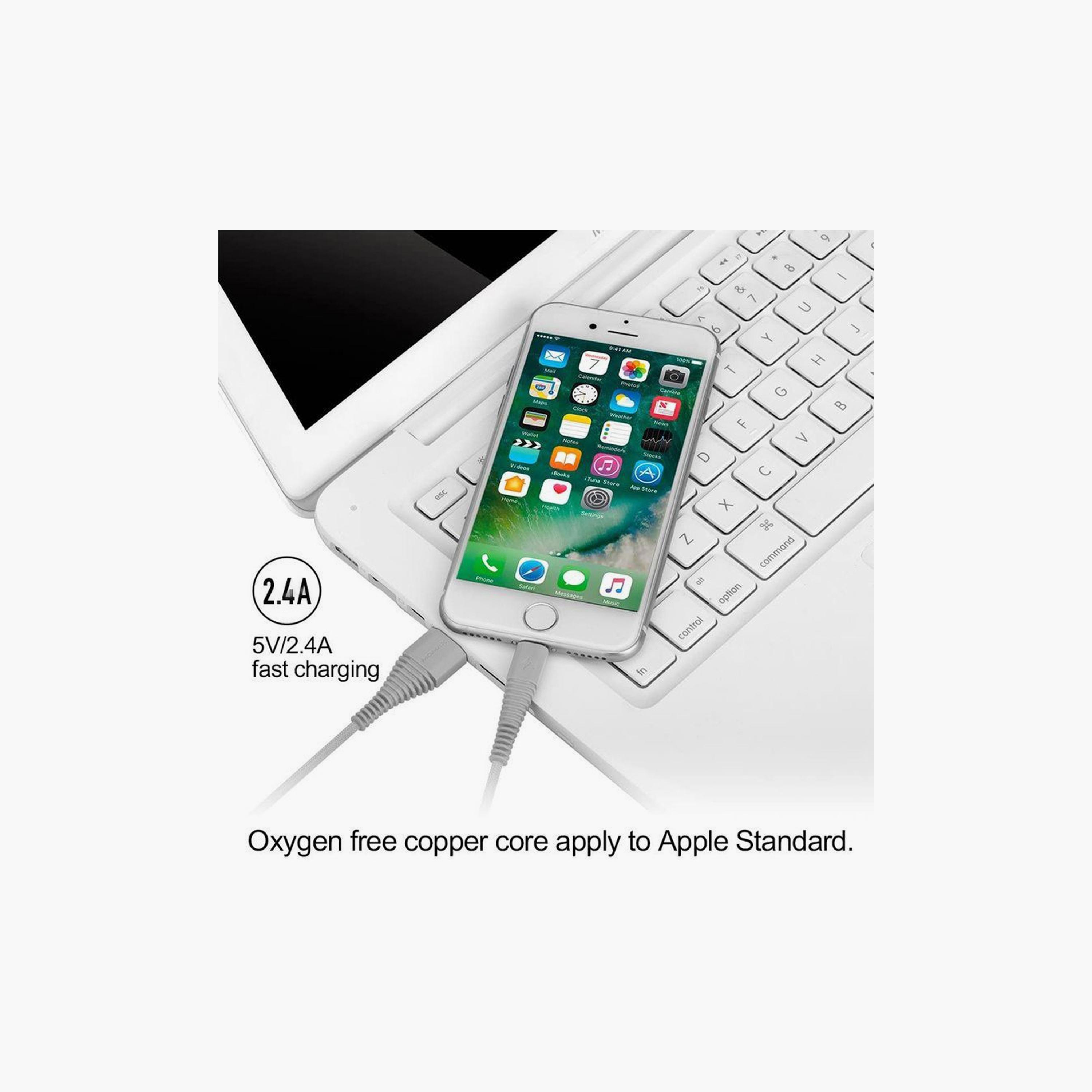 Momax Tough link iPhone USB Cable 1.2m - Grey | DL8A-electronics-portabledevices-image-4
