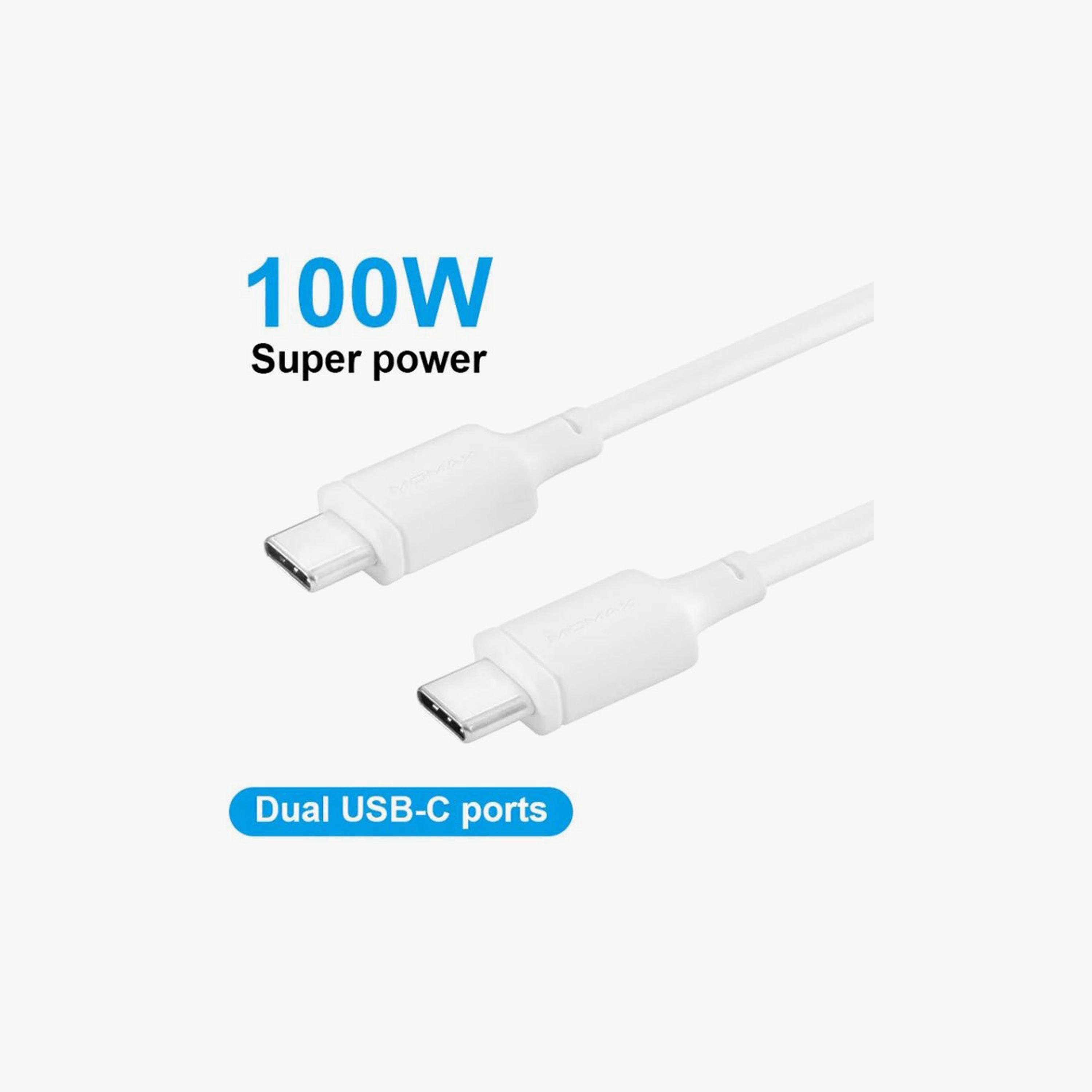 Momax Zero USB-C to USB-C Type-C Cable 100W PD Super Fast Charging 1m - White | DC21W-electronics-portabledevices-image-3