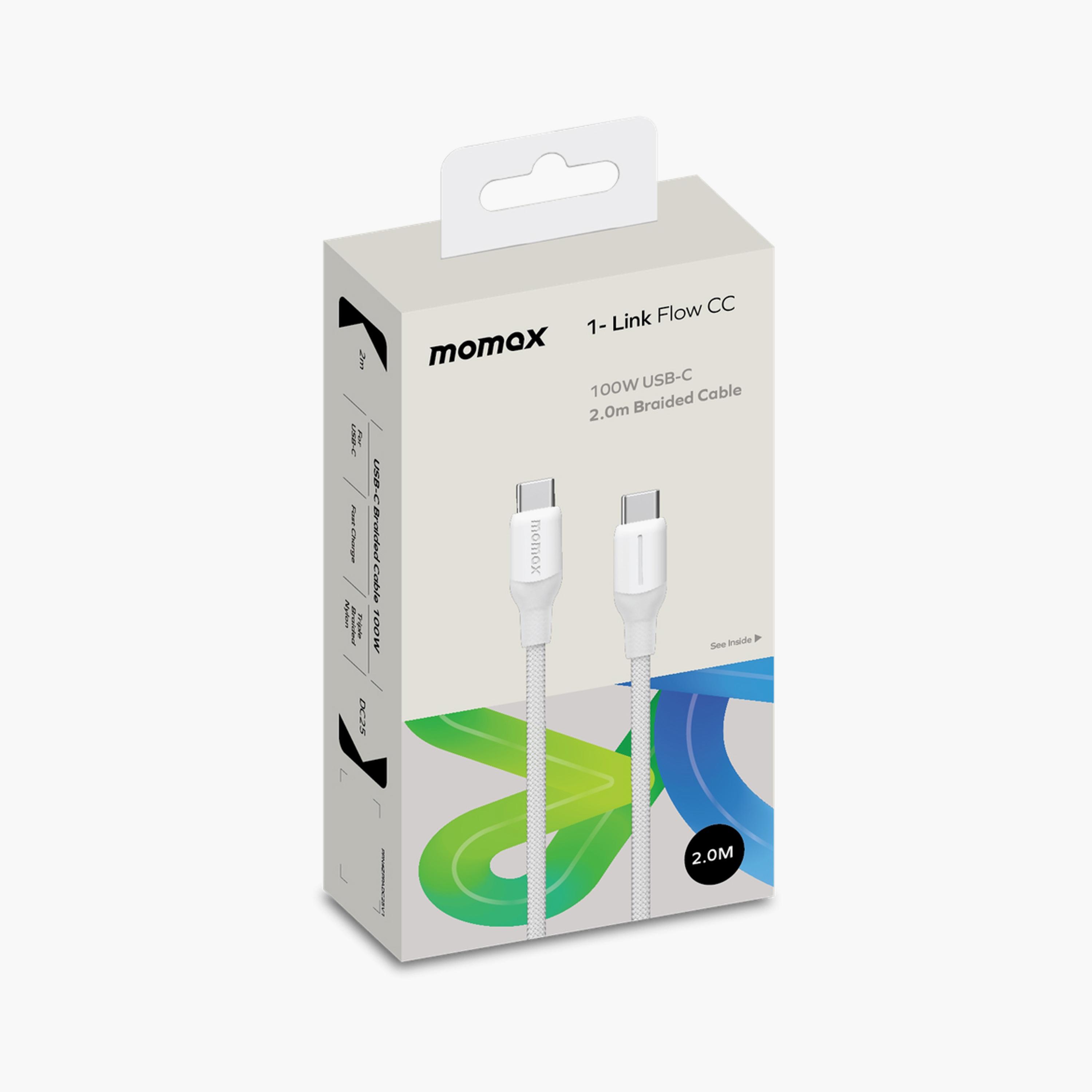 Momax 1-Link Flow CC USB-C to USB-C Braided Cable 2m 100W - White | DC25W-electronics-portabledevices-image-4