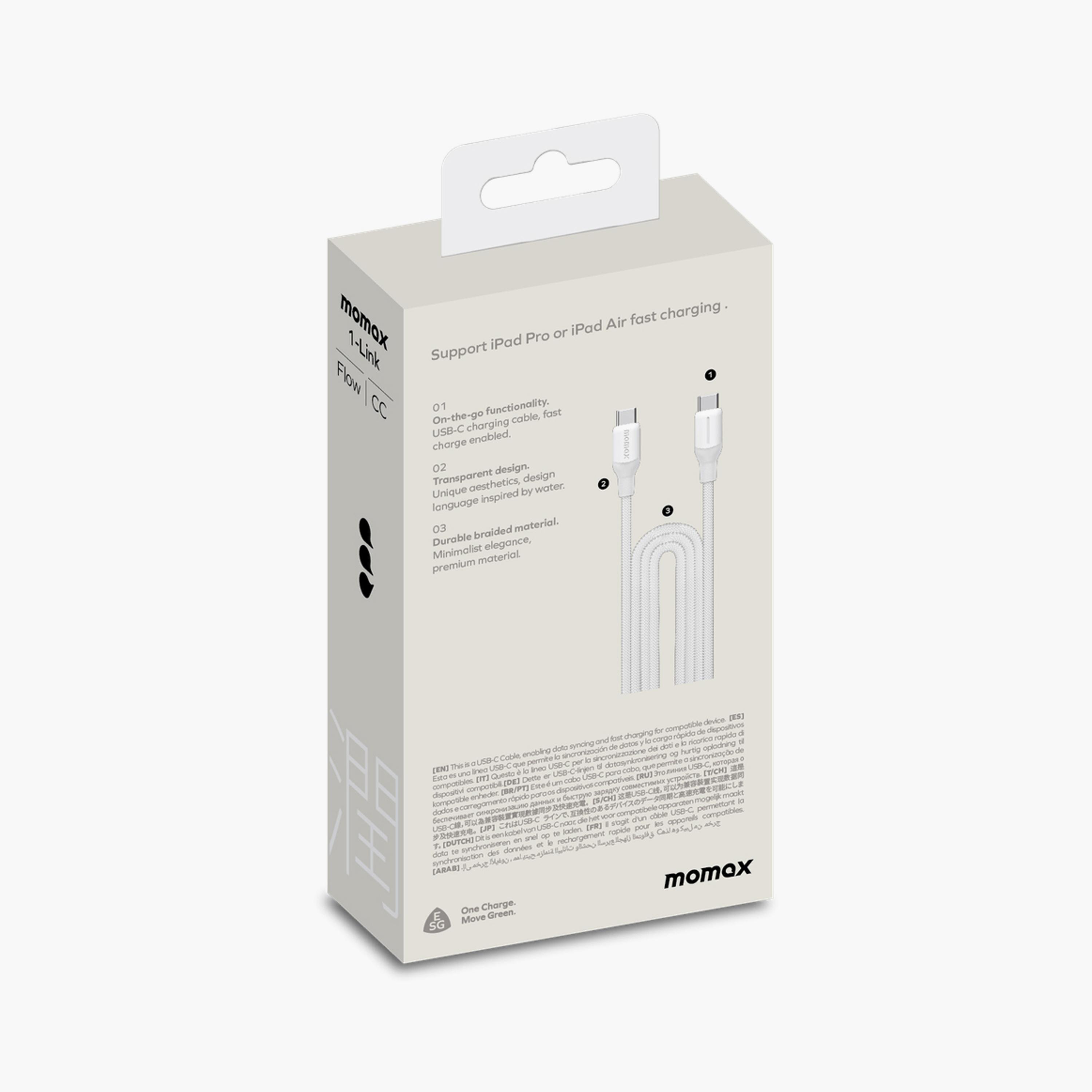Momax 1-Link Flow CC USB-C to USB-C Braided Cable 2m 100W - White | DC25W-electronics-portabledevices-image-5