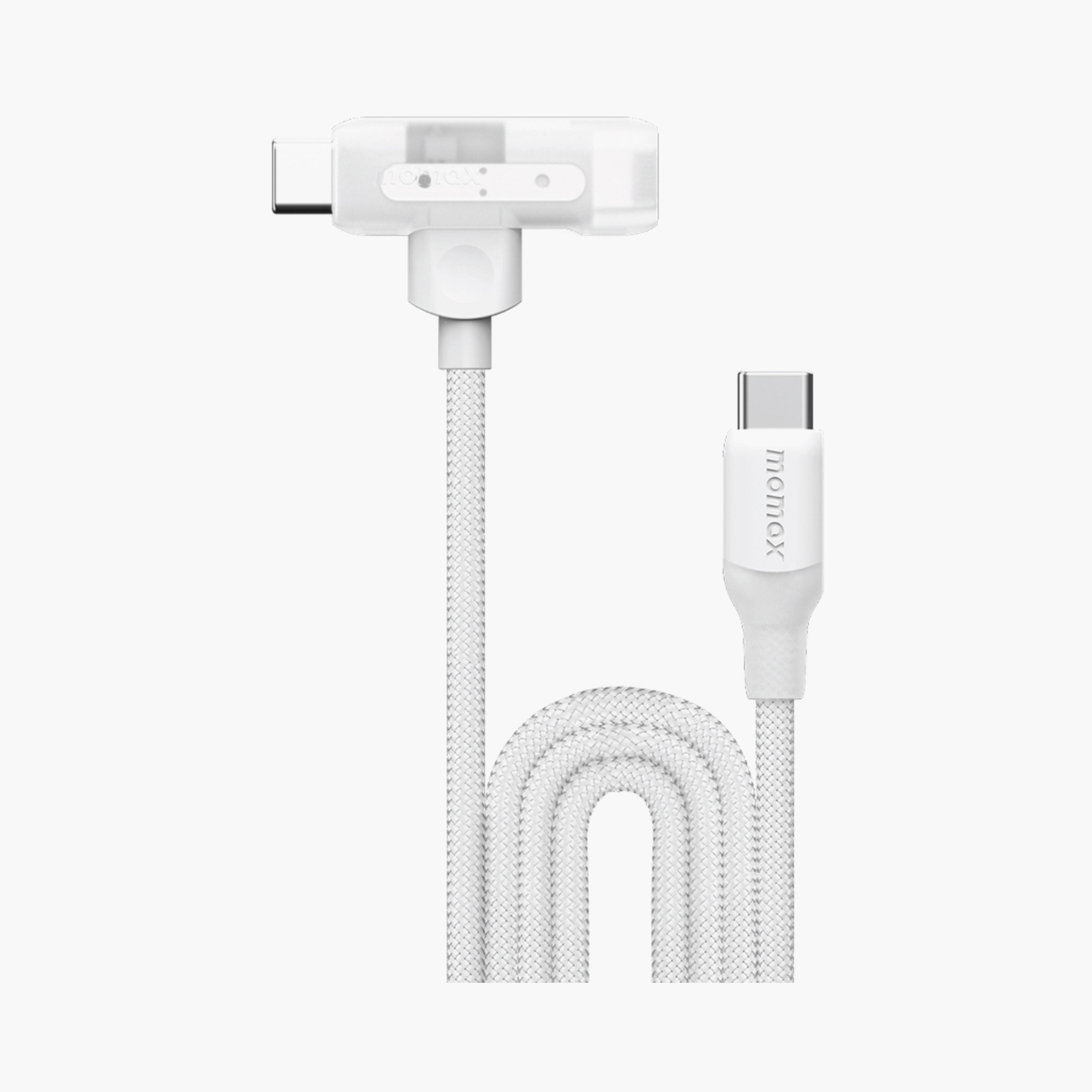 Momax 1-Link Flow Duo 2in1 USB-C To USB-C and Lightning Braided Cable 1.5m - White | DL56W-electronics-portabledevices-image-1