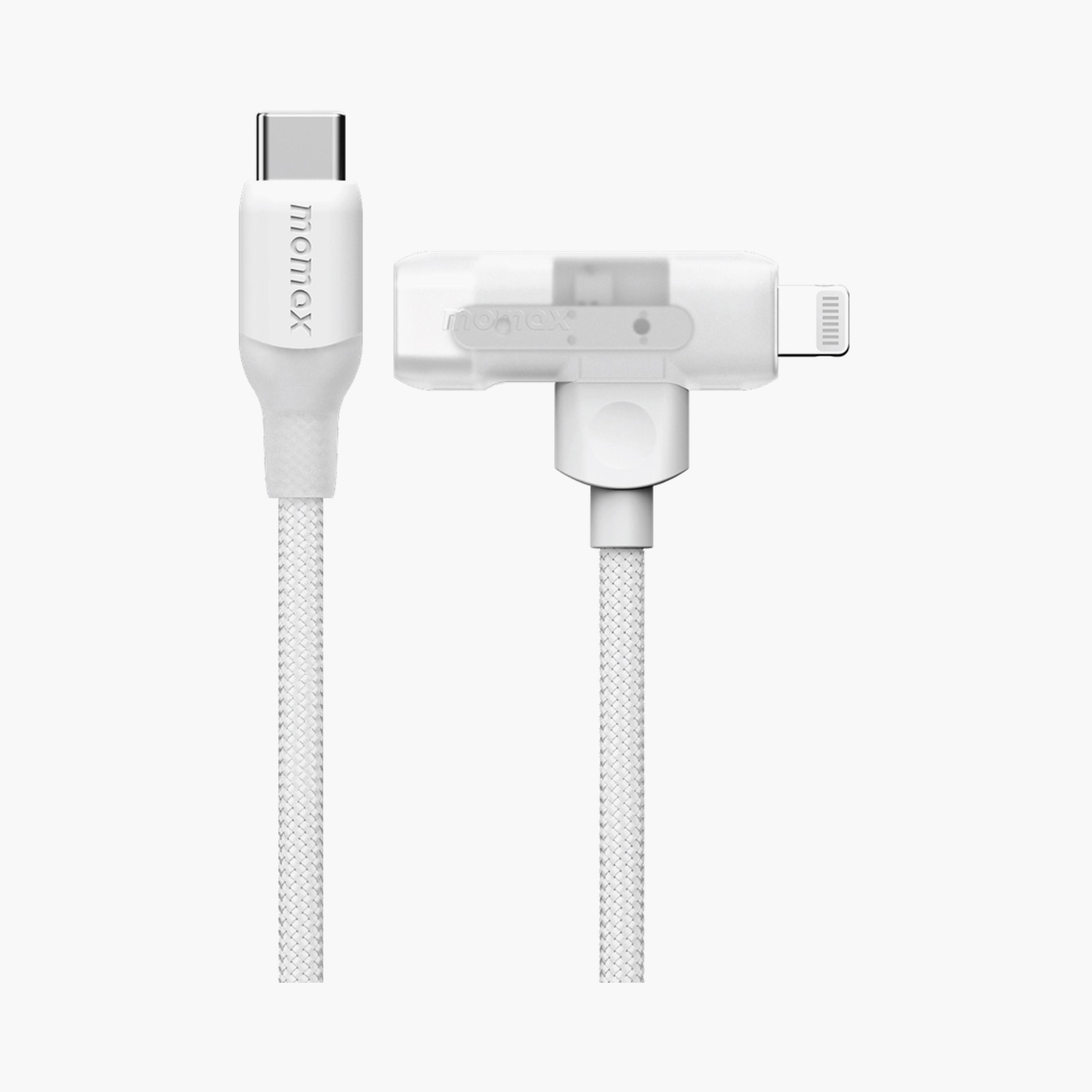 Momax 1-Link Flow Duo 2in1 USB-C To USB-C and Lightning Braided Cable 1.5m - White | DL56W-electronics-portabledevices-image-2