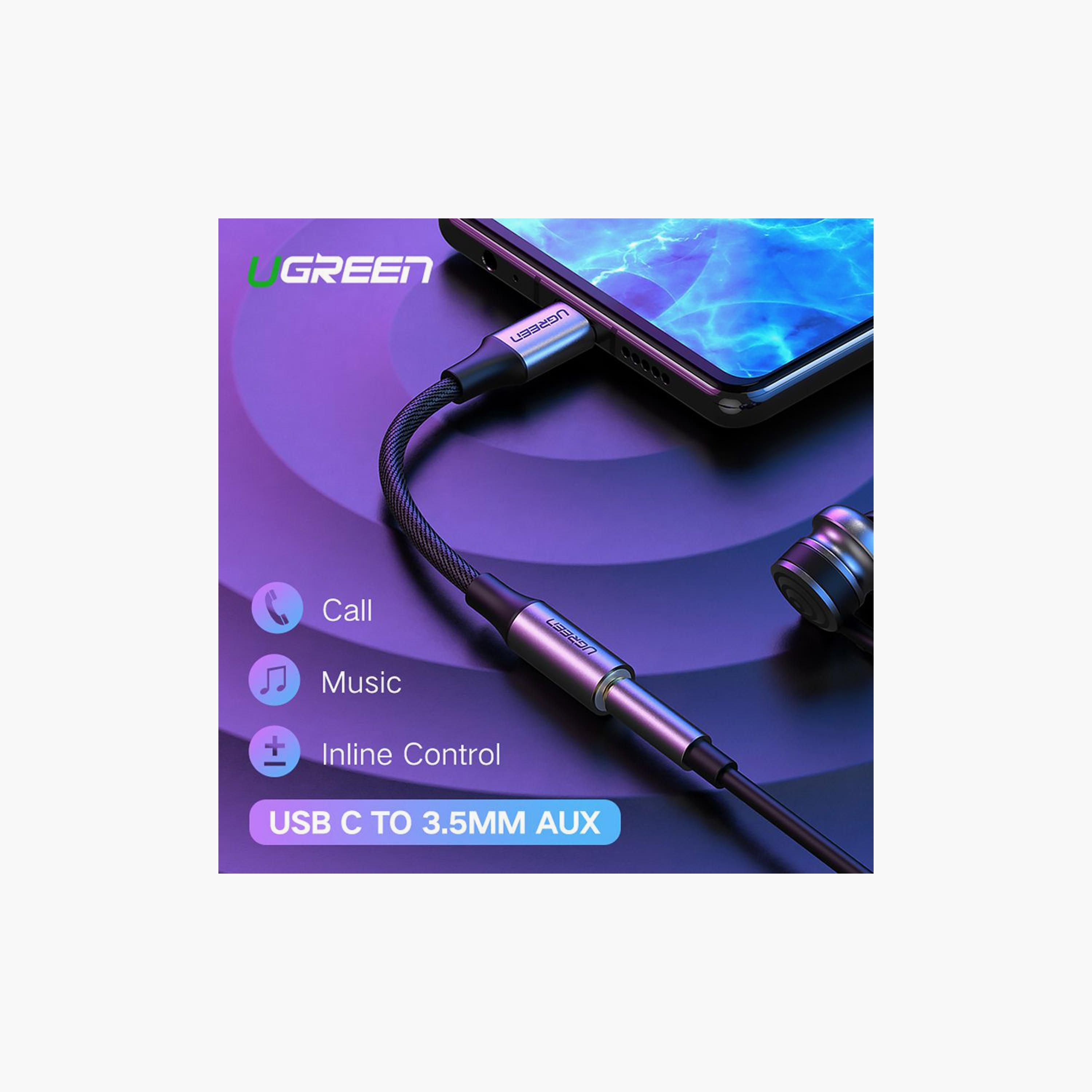 UGREEN Audio Cable USB-C To AUX 3.5mm Aluminum Shell 10cm - Black | 30632-electronics-portabledevices-image-6