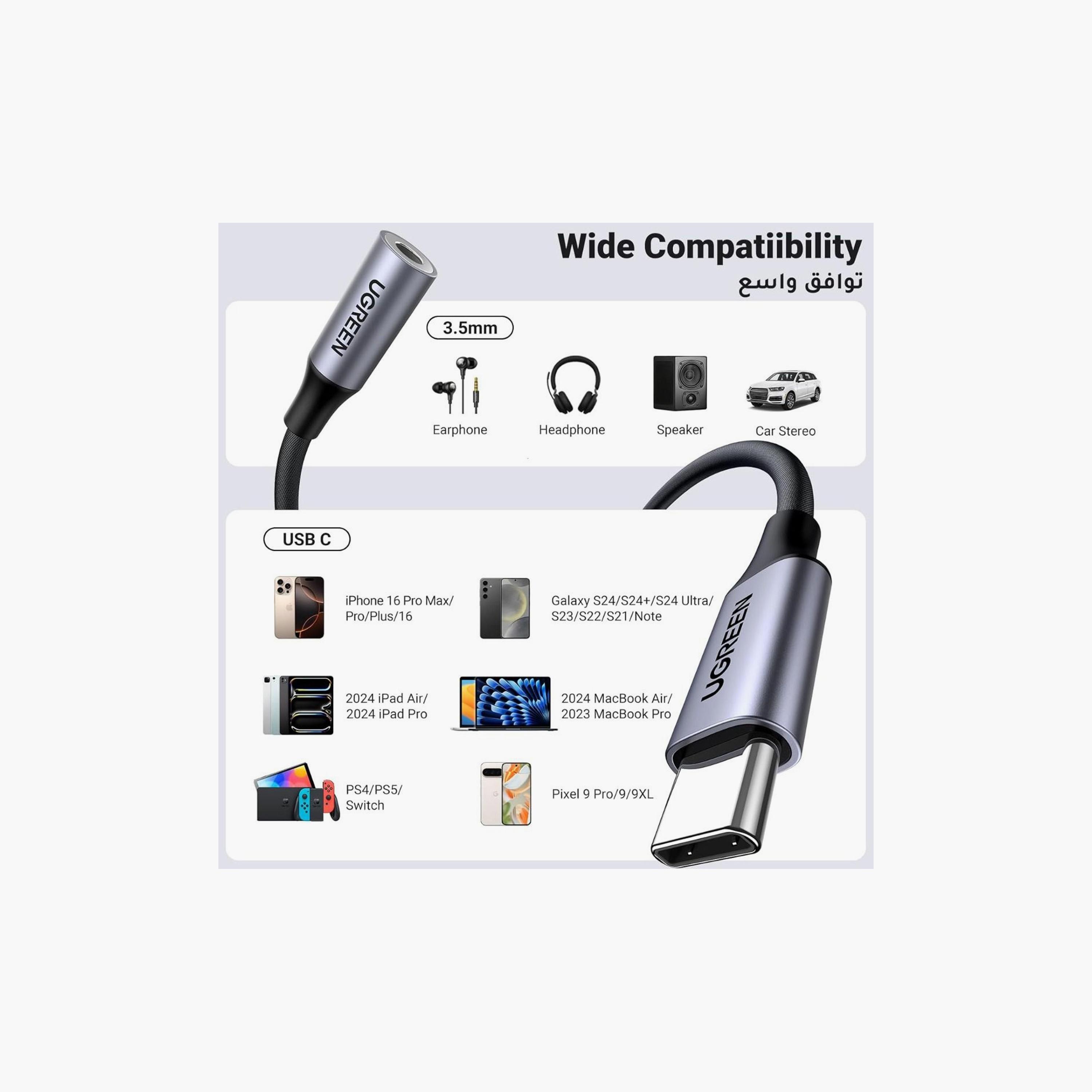 UGREEN Audio Cable USB-C to AUX 3.5mm DAC Amplifier Adapter Hi-Fi Stereo - Black (80154)-electronics-portabledevices-image-6