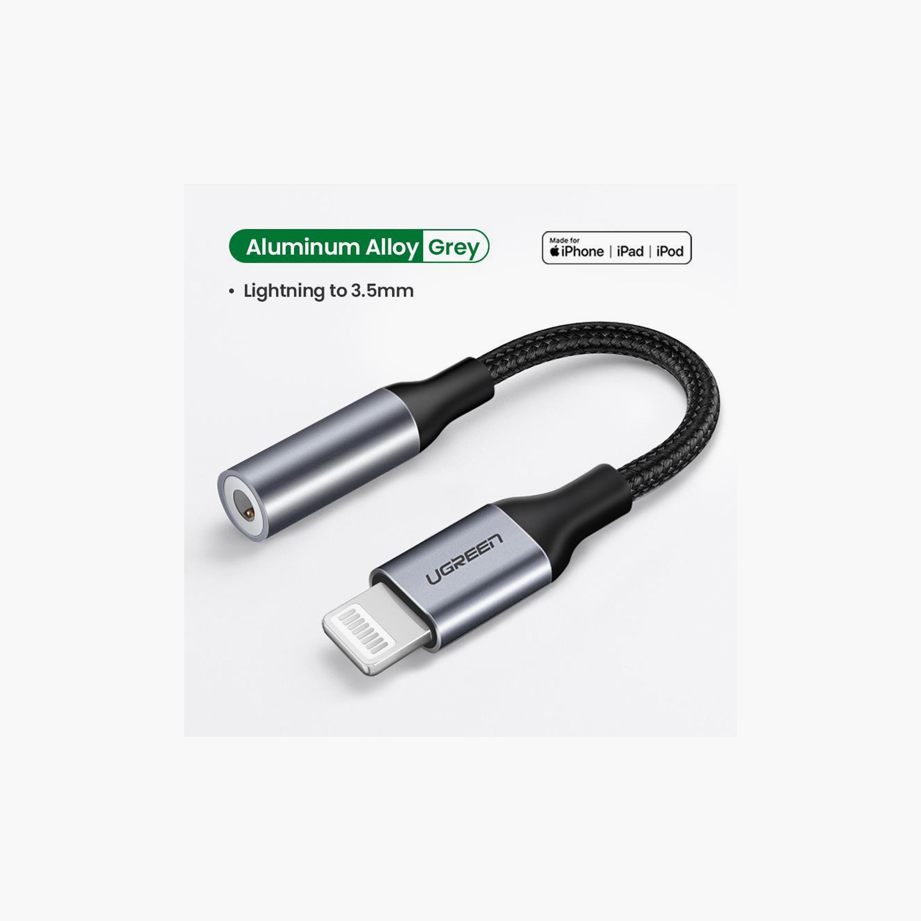 UGREEN Lightning Connector Jack 3.0 Cable Aluminum Shell Braided 10cm - Black | 30756-electronics-portabledevices-image-2