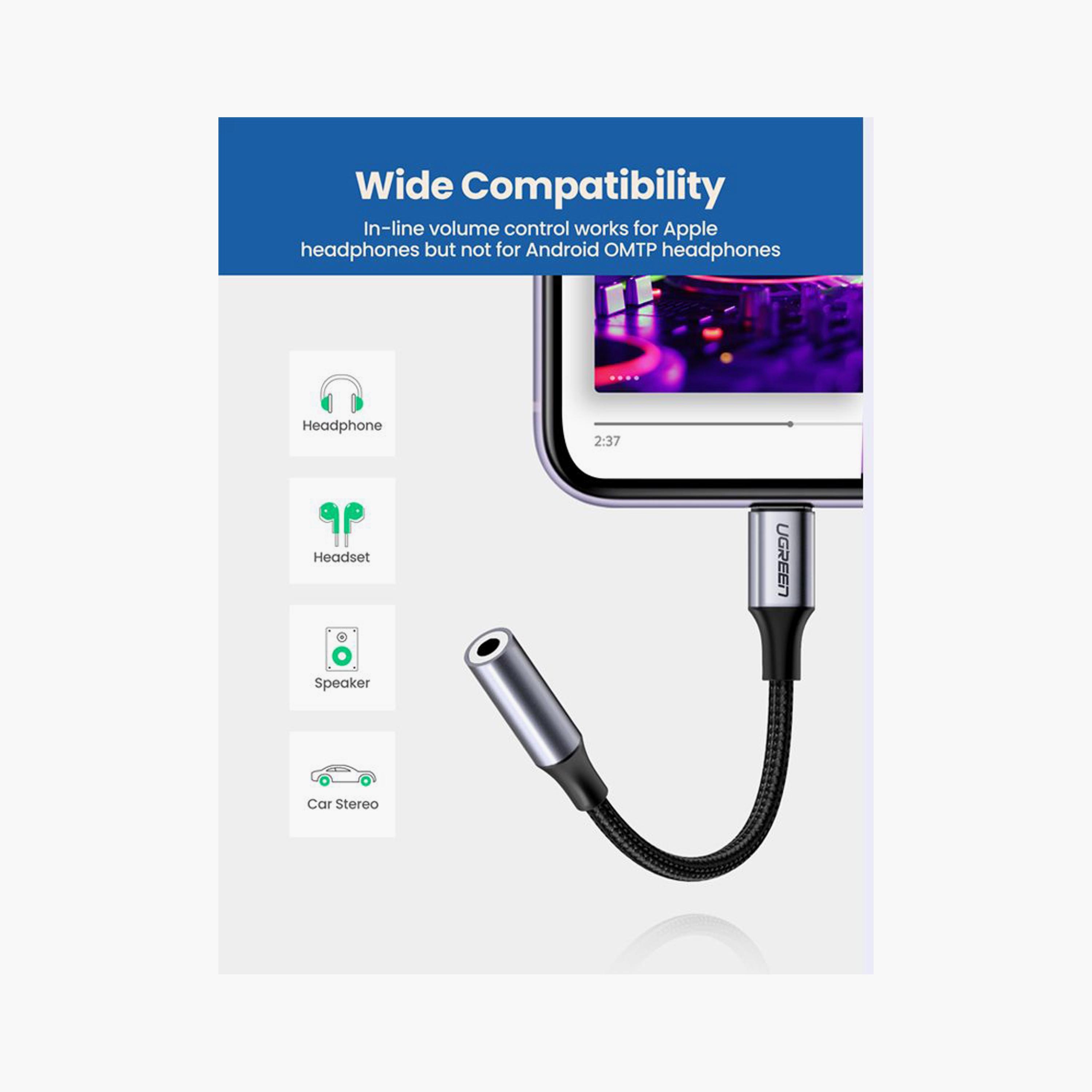 UGREEN Lightning Connector Jack 3.0 Cable Aluminum Shell Braided 10cm - Black | 30756-electronics-portabledevices-image-4
