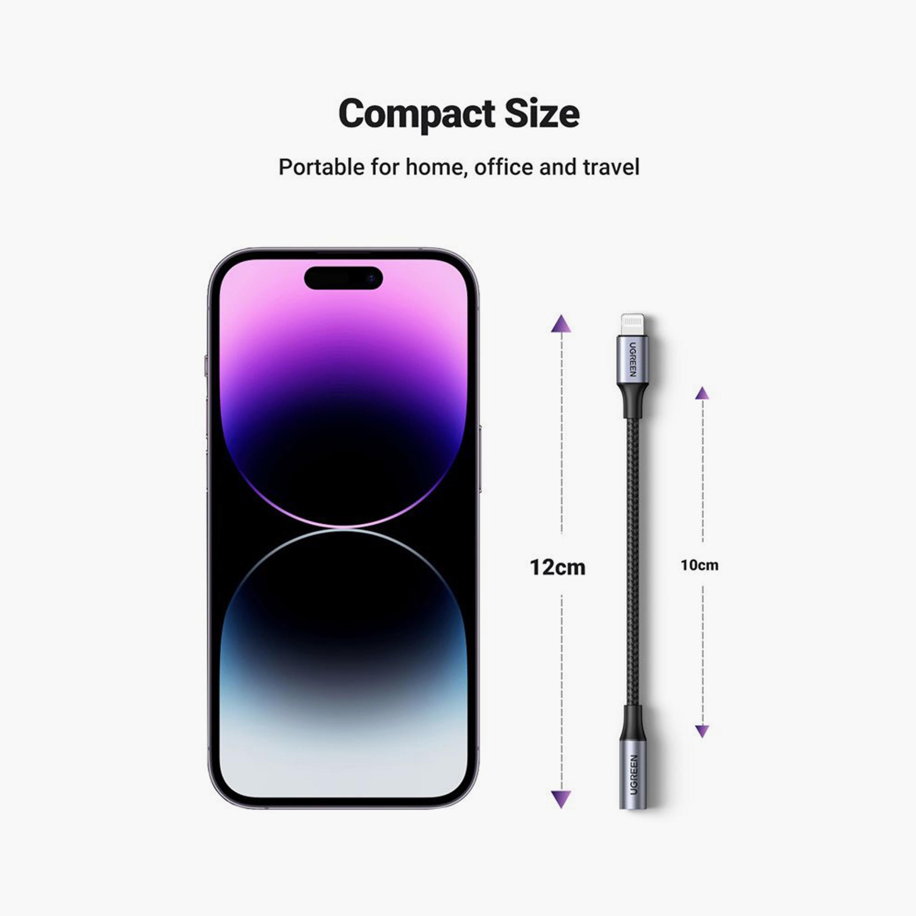 UGREEN Lightning Connector Jack 3.0 Cable Aluminum Shell Braided 10cm - Black | 30756-electronics-portabledevices-image-6
