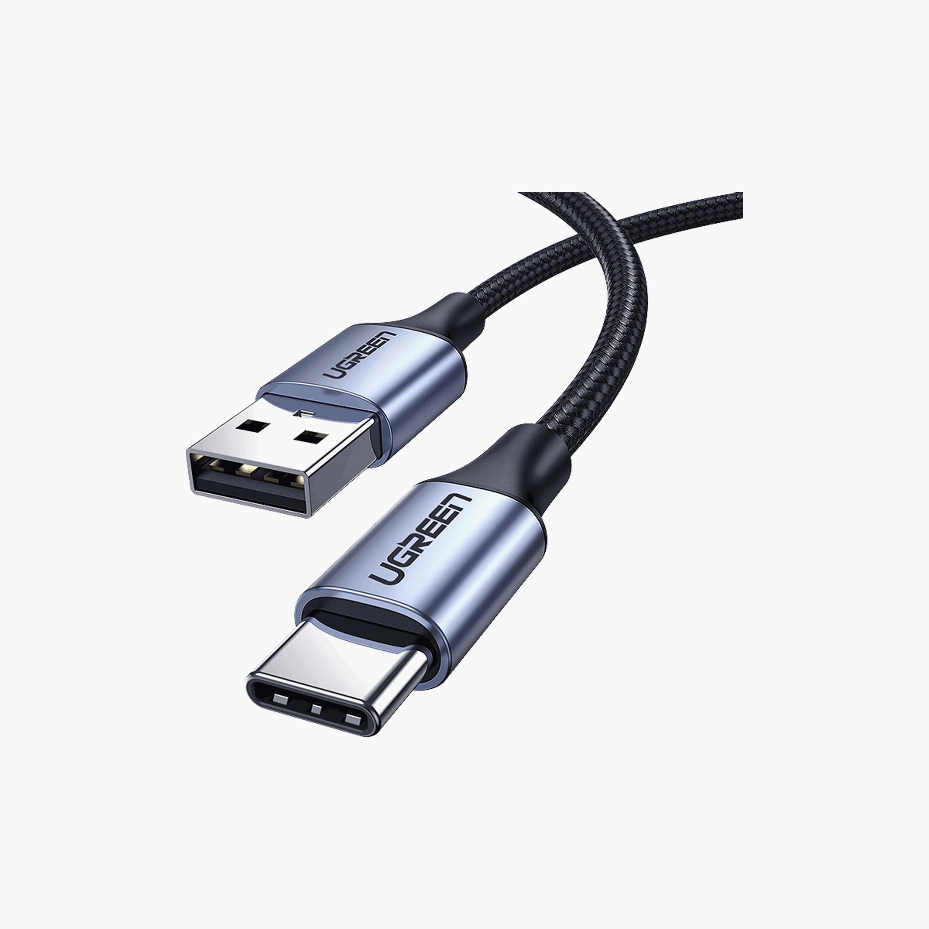 UGREEN USB-A 2.0 to USB-C Cable Nickel Plating Aluminum Braid 2m - Black | 60128-electronics-portabledevices-image-1