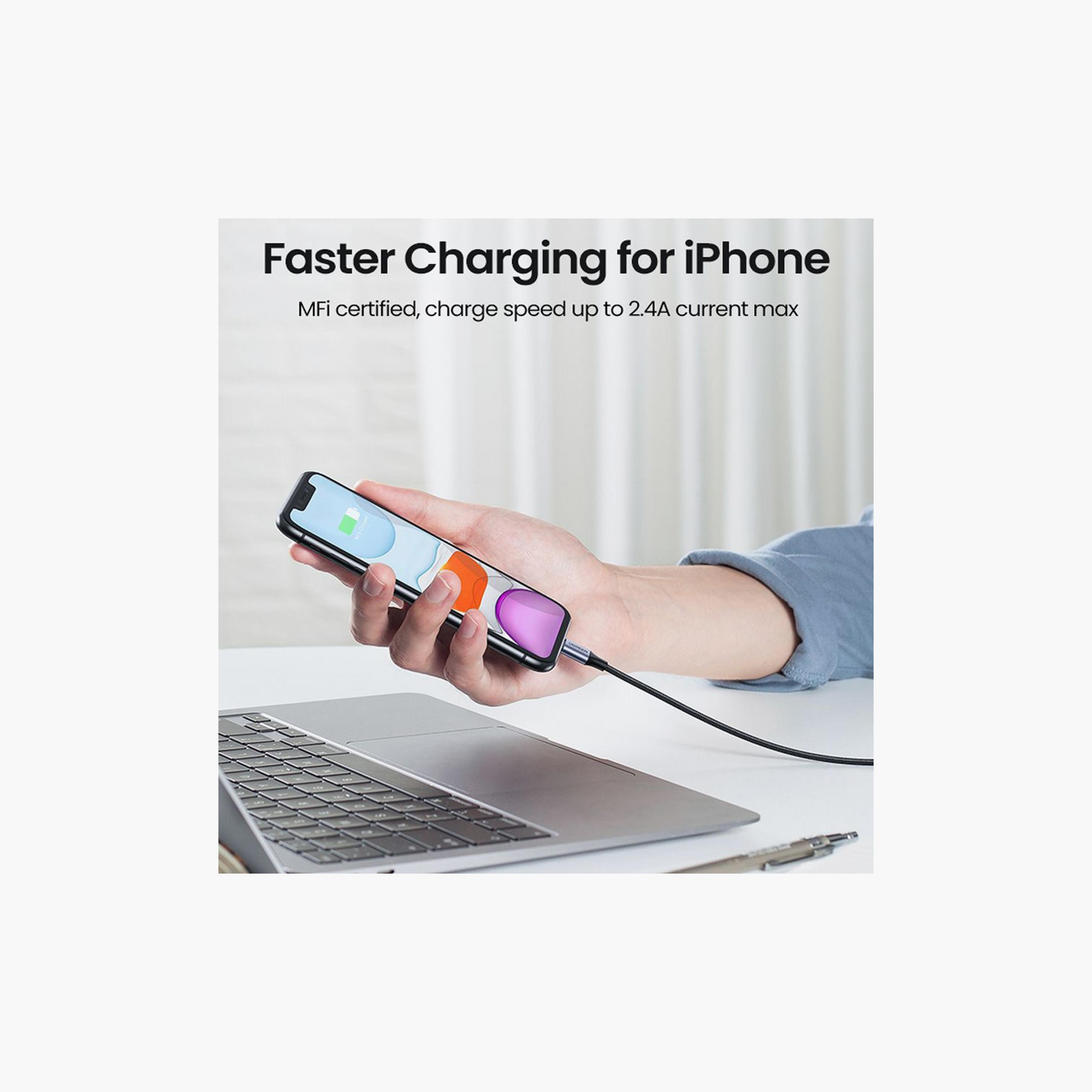 UGREEN Aluminum Braided Charging and Sync Data Cable USB to Lightning 1m - Black | 60156-electronics-portabledevices-image-4